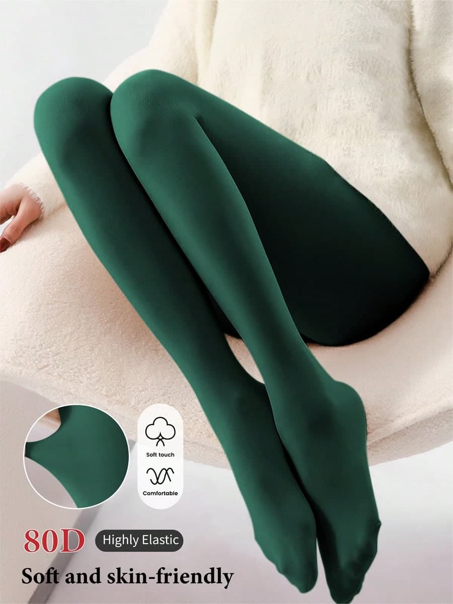 Women's Autumn/Winter Olive Green Skin-Friendly Soft Pantyhose, Plus Size Fashion High Elasticity Slimming Tights Suitable For Business, Office And Casual Wear, Cozy