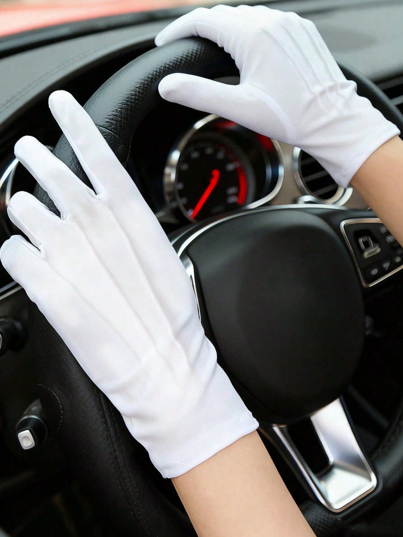 1 Pair Of White Ceremonial Gloves With Three Ribs, Reinforced Non-Slip Driving Gloves, Sweat-Absorbing And Breathable, White Ceremonial Gloves, Parade Gloves, Gloves For Traffic Safety Operations, Party Costume Gloves, Halloween Accessories, Winter Gloves.