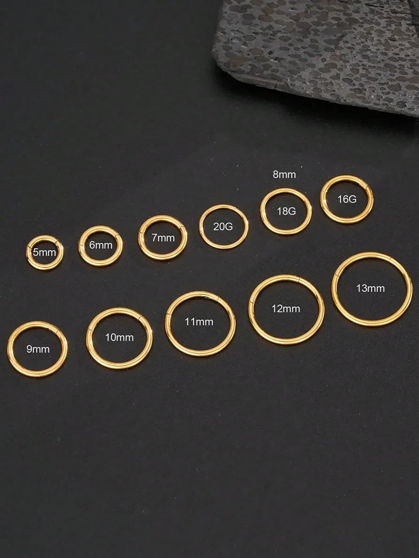 1pc 16G/18G/20G Implant Grade Titanium Hinged Hoop Earrings - Cartilage Hoops, Nose Rings, Nose Septum Rings, Seamless Clicker Hoops, Mini Hoops (5-12mm)