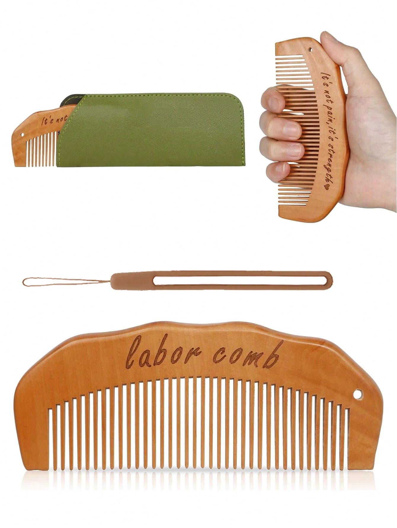 Women's Wooden Labor Comb, Natural Labor Essential, Pregnancy Hospital Bag Must-Have, Wooden Labor Gift For Mom