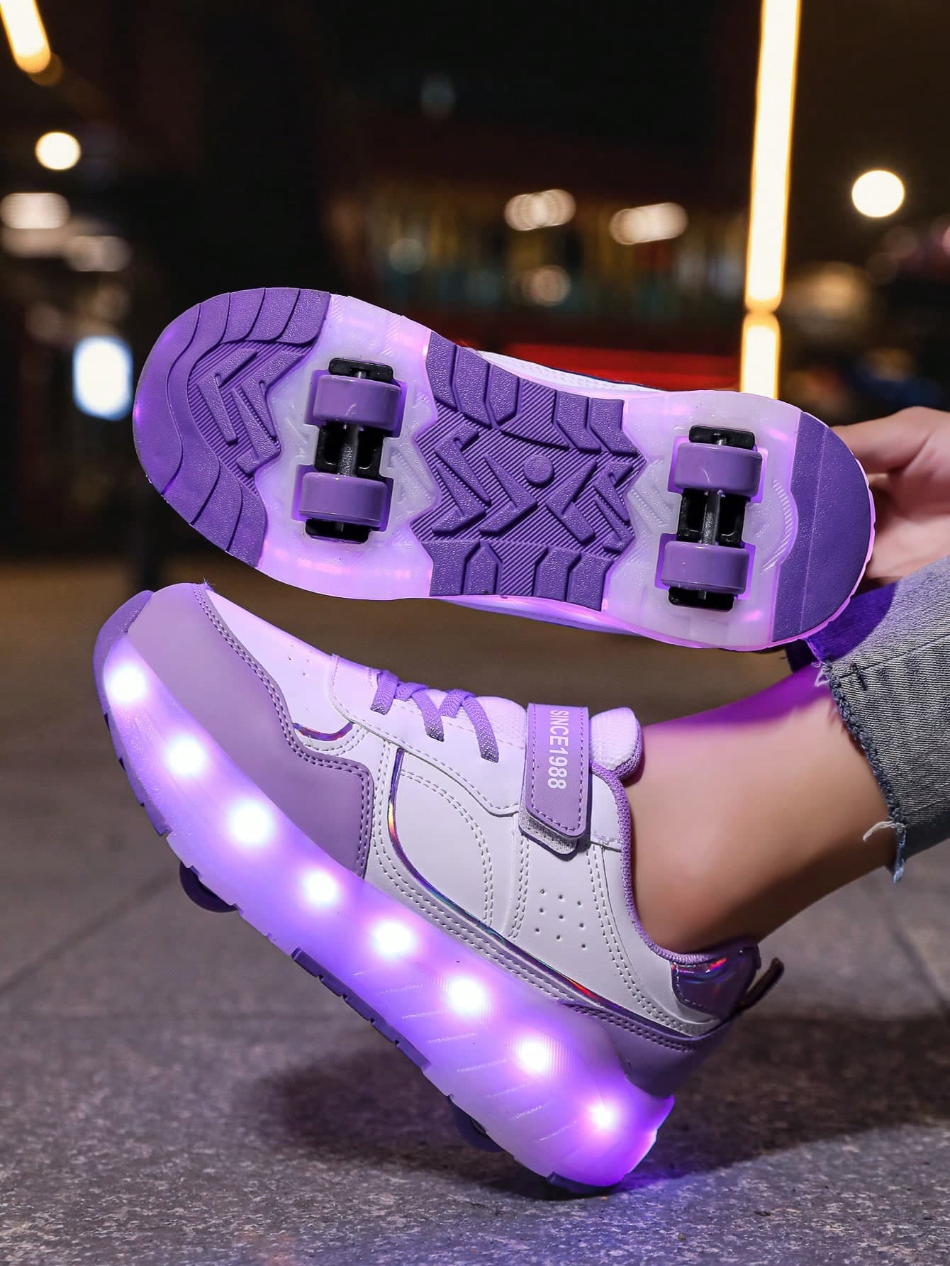 Unisex LED Rechargeable Roller Shoes, Kids Roller Skates, Multi-Function Transformable Roller Shoes, Suitable For All Seasons, With Detachable Wheels For Outdoor And Sports Roller Skating