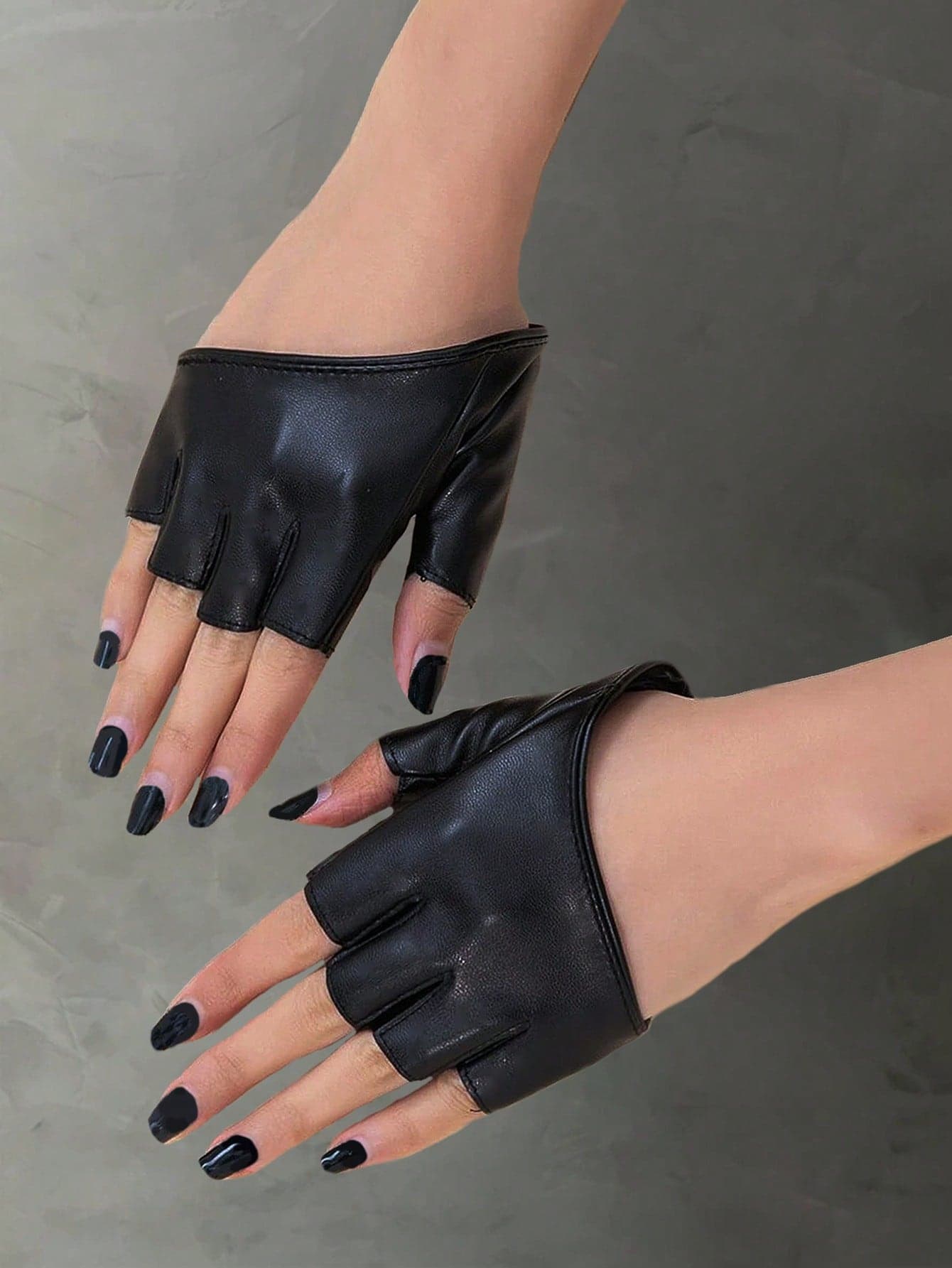 1 Pair Oblique PU Fingerless Punk Solid Color Multi-Functional Gloves For Music Festivals Thanksgiving Christmas Winter Holiday Outfit Women+Winter Gear+Gloves Bear+Christmas