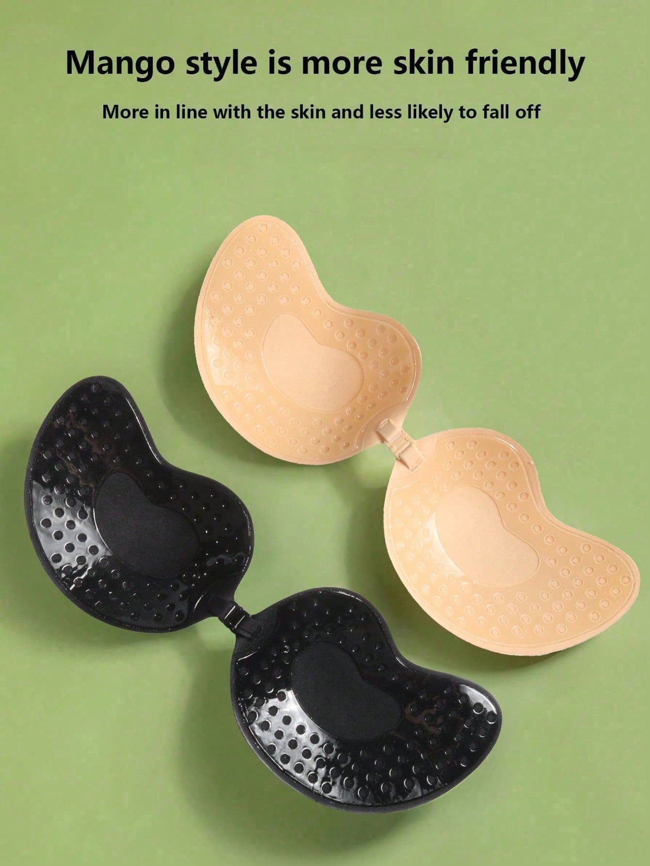 4pcs (2 Black + 2 Nude) Self-Adhesive Silicone Invisible Bra Pads, Strapless Backless Push-Up Bra Cups, Suitable For Wedding, Off-Shoulder Dress, Bridesmaid Party