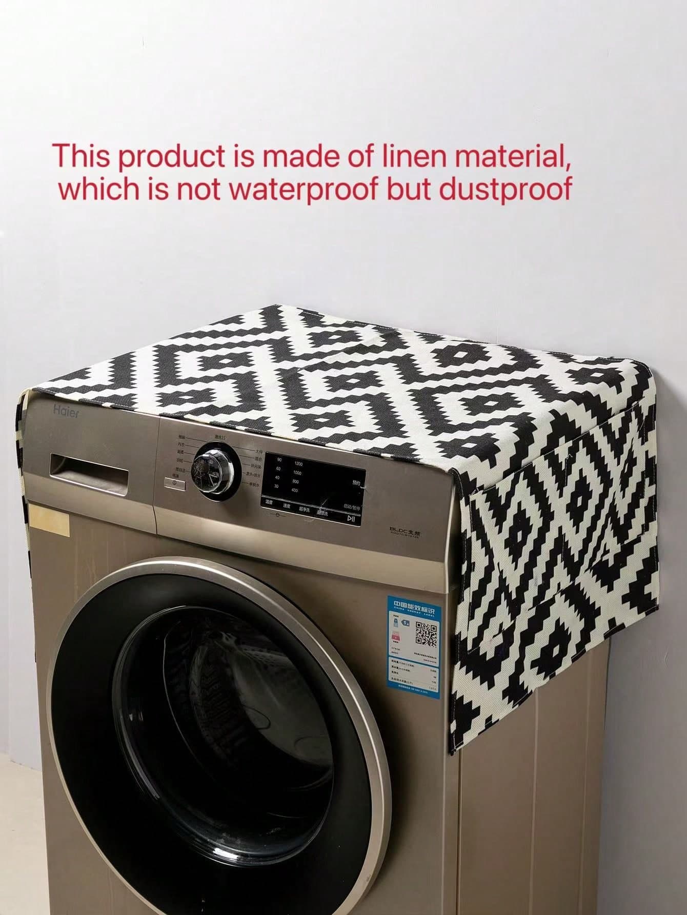 Geometric Pattern Washing Machine Dust Cover, Made Of Polyester Fiber, Effectively Prevents Dust And Stains, Non-Waterproof, Beautiful, Easy To Use And Clean