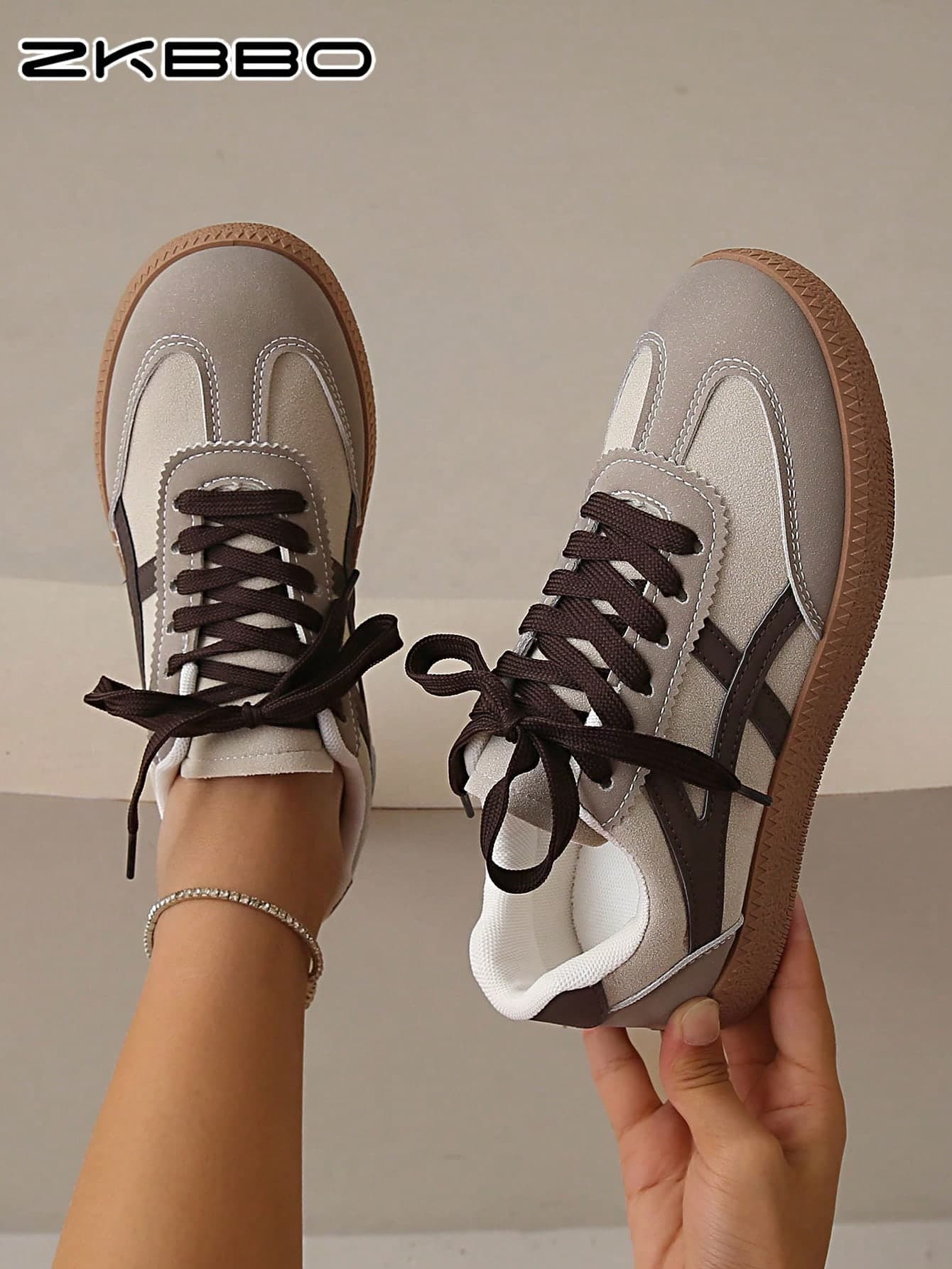 ZKBBO Women's Casual Sneakers, Flat, Lightweight, Comfortable For Fitness, Walking, Skateboarding