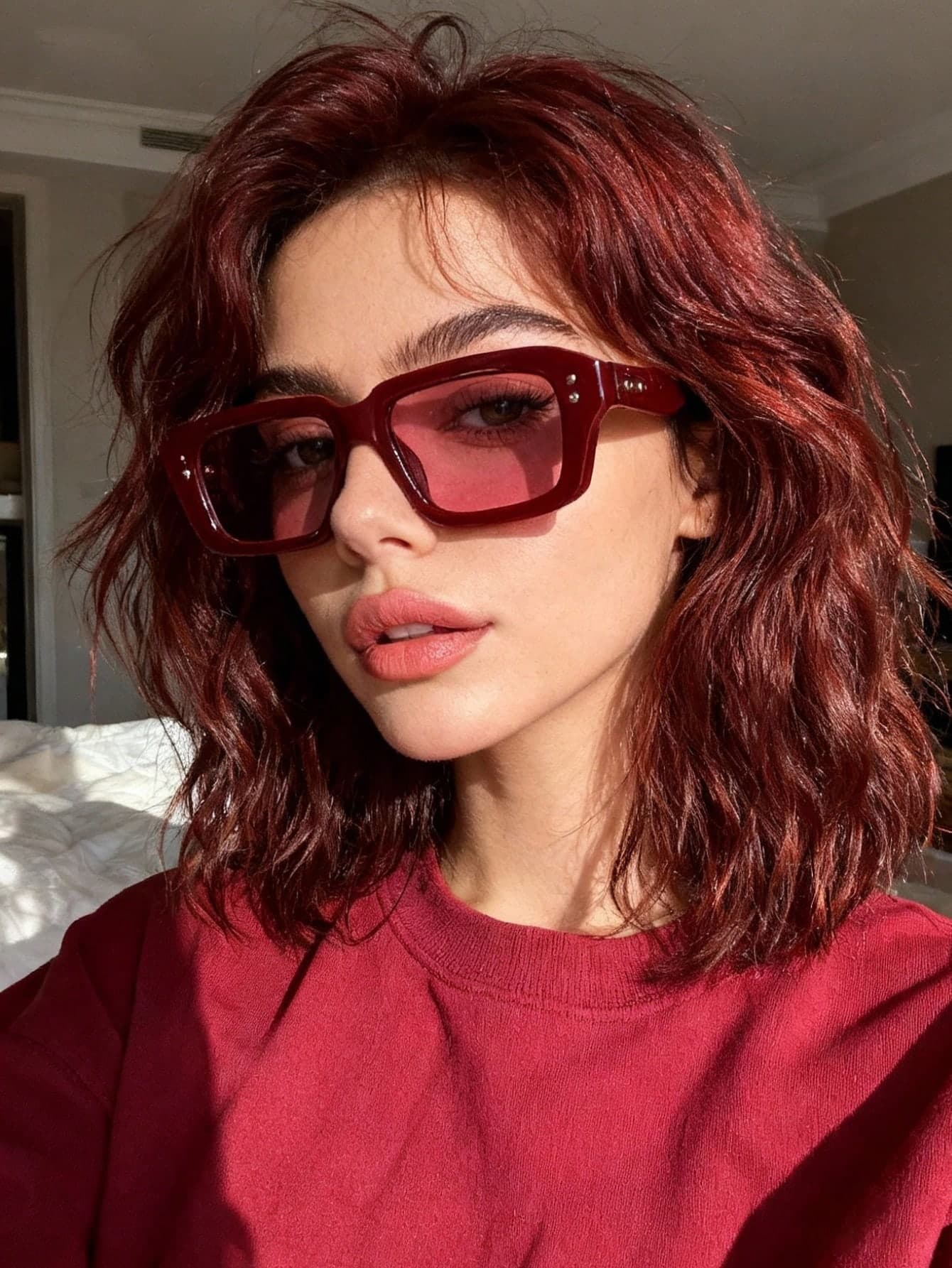 1pc Fashionable Square Frame Studded Fashion Glasses, & Versatile For Women