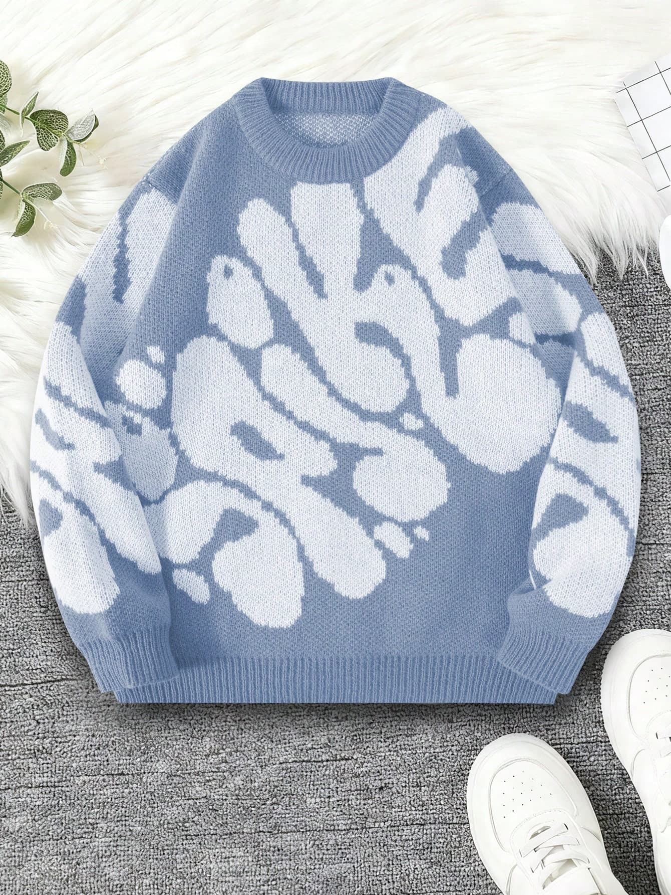 Boys' Teen Winter Colorblock Knit Sweater, Soft Skin-Friendly Long Sleeve Top, Casual Versatile For Campus And Streetwear