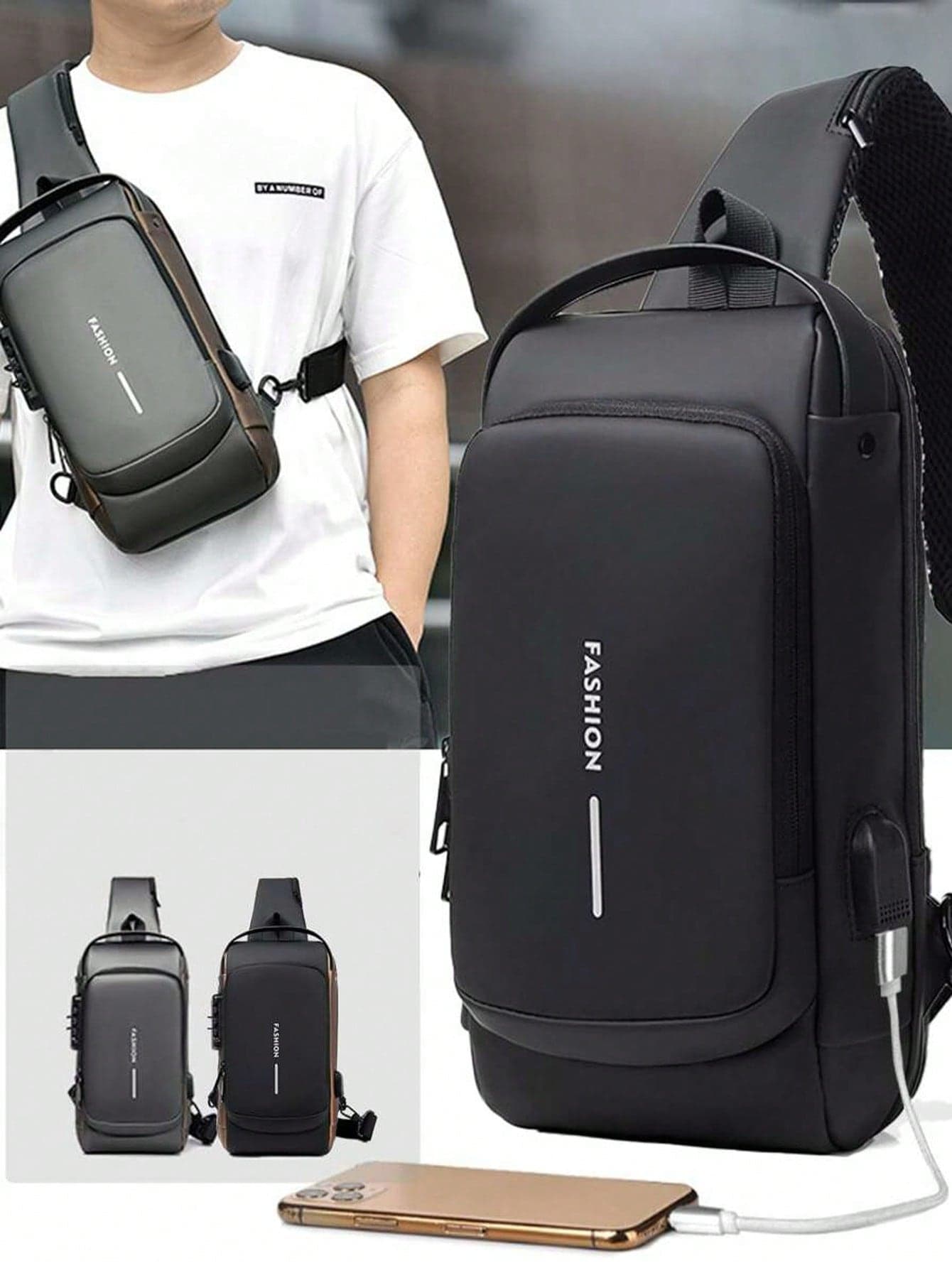 Men's Bags Shoulder Messenger Bag Multifunctional Sports Diagonal Hanging Chest Backpack USB College Bag Summer Fall Christmas Scream Men Bag Belt Bag Travel Bag Sling Bag Winter Christmas Gifts Bum Bag Outdoor Thanksgiving Holiday Storage Bag Shoulder Bag Rider Bag Pouch Waterproof Backpack, Easter, Camping, Hiking Bag