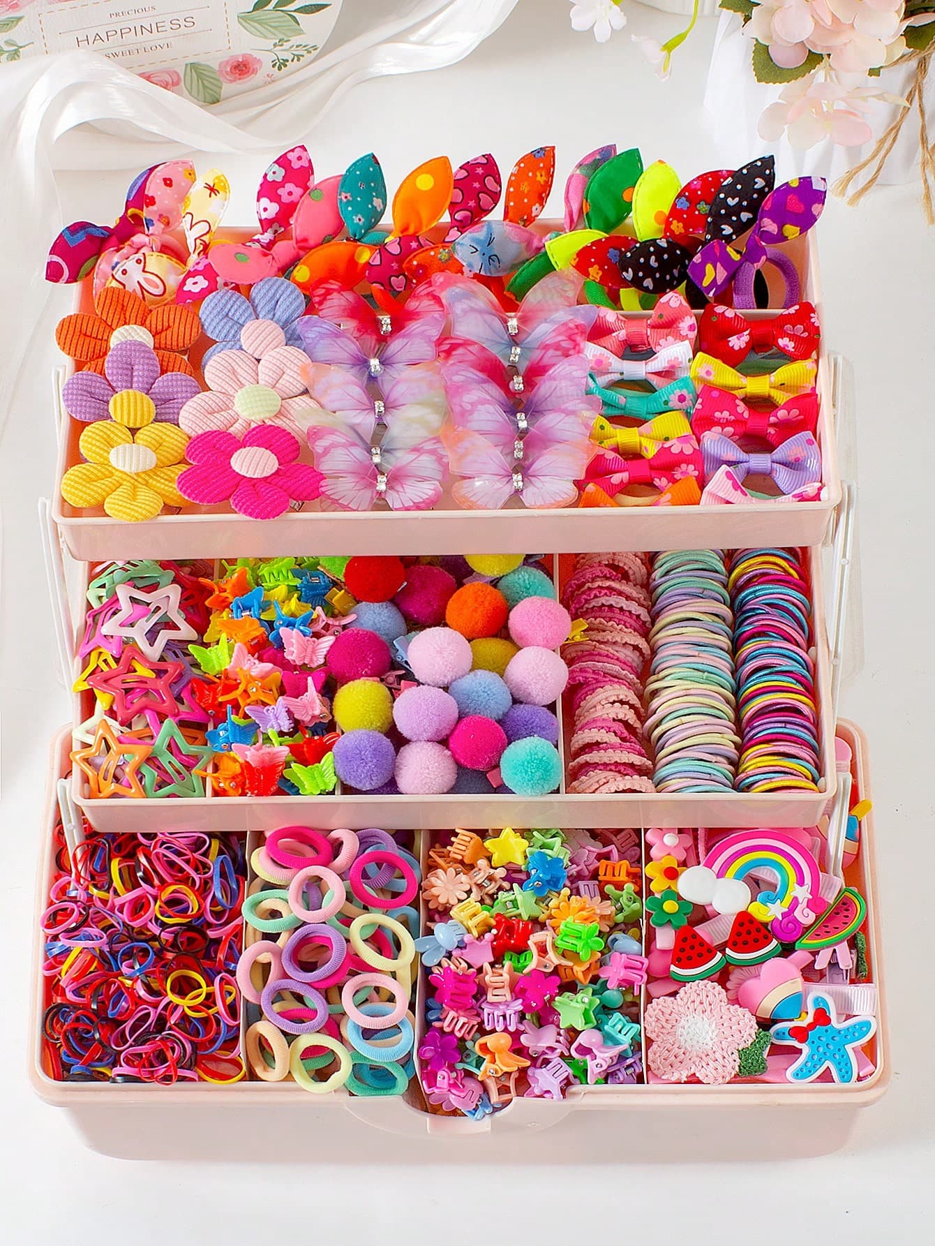 675pcs/Set Colorful Girls Hair Accessories Gift Set, Including Butterfly Hair Clips, Rainbow Fruit Hair Pins, Textured Flower Hair Clips, Elastic Hair Ties, Cute Bow Headbands, Star Shaped Hair Clips, And Small Claw Hair Clips, Great Gift For Daughter Or Friends