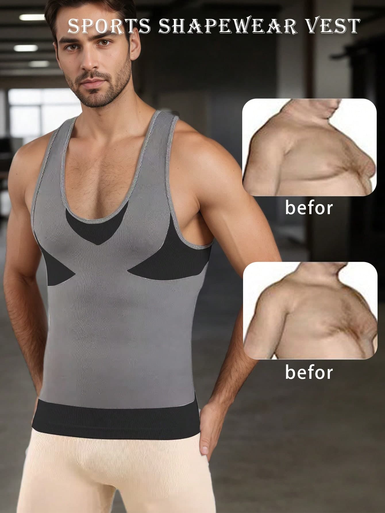 Men's Compression Sleeveless Shirt, Tight Slimming Undershirt, Suitable For Sports, Commuting, And Layering