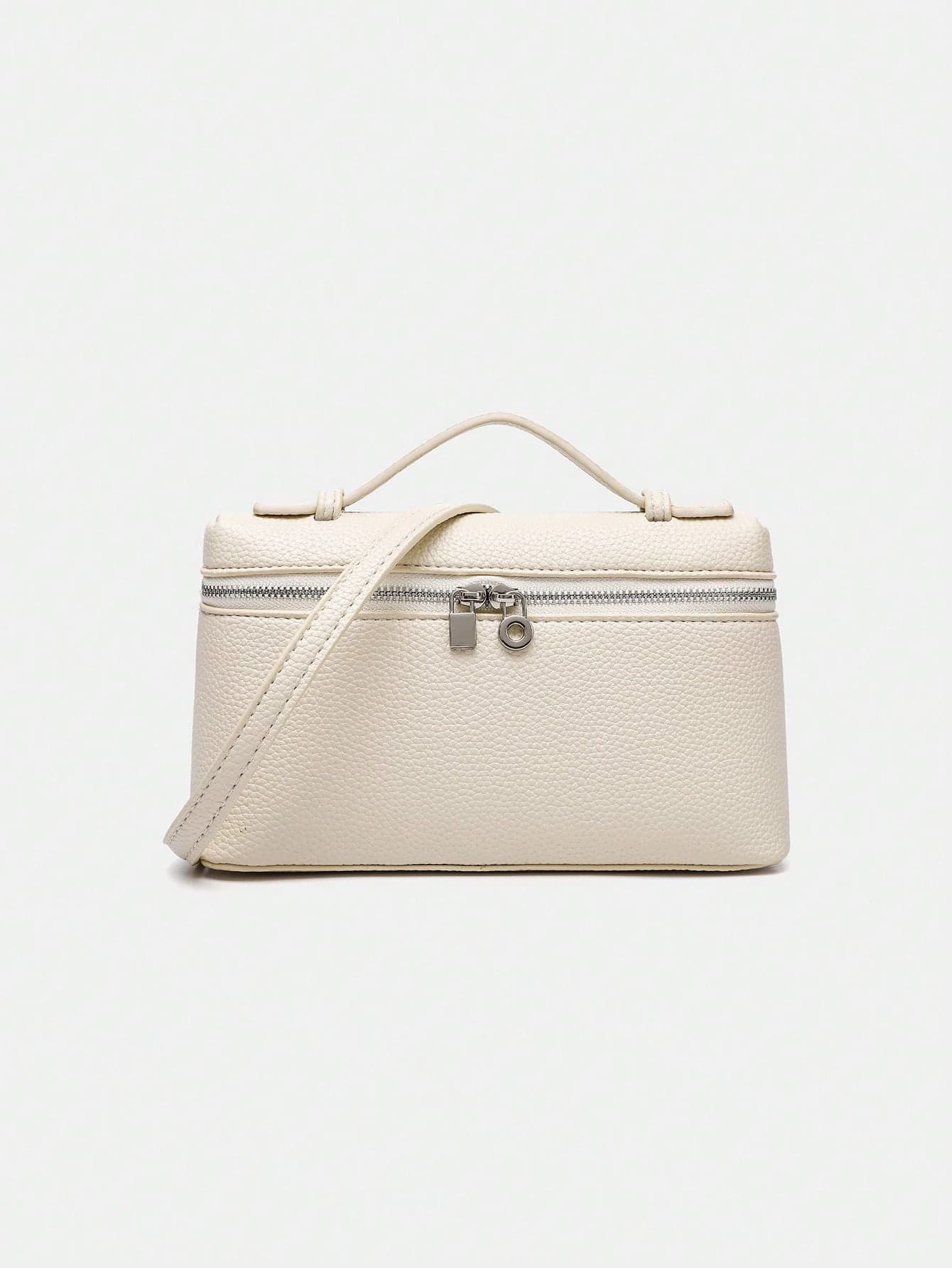 1pc Square Shoulder Bag Women Solid Litchi Pattern PU Handbag, Suitable For Ladies Daily Fashion Matching & Outing