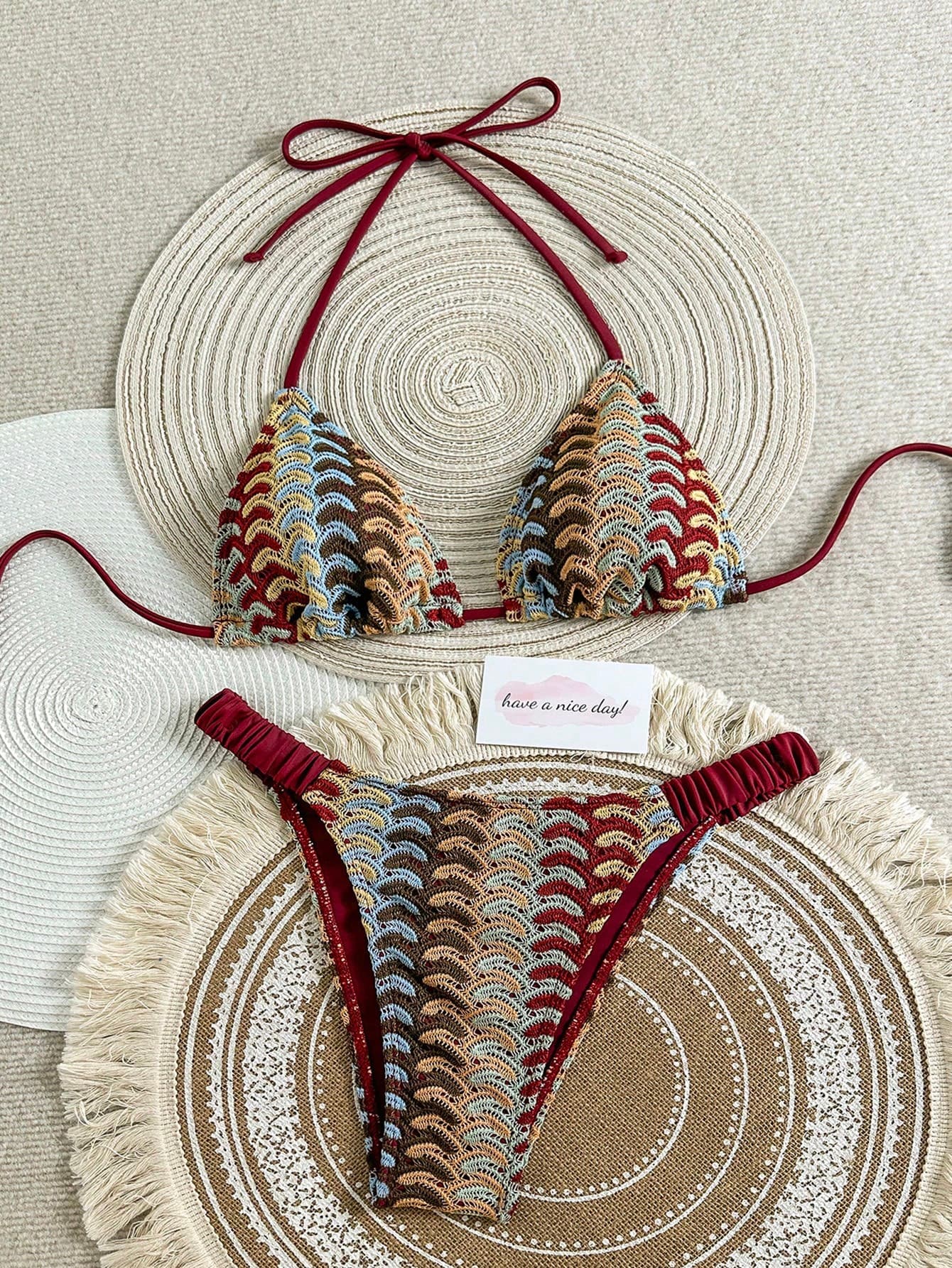 2026 New Fashion Sexy Women's Beach Vacation Bikini Swimsuit 2-Piece Set, Suitable For Spring/Summer Hot Springs, Pool Parties, Swimwear