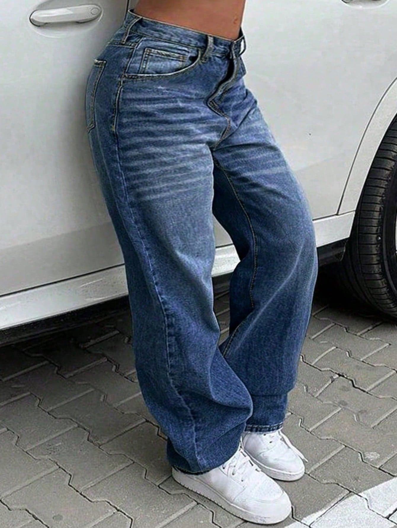 Plus Size Women's Retro Casual Loose Straight Leg Jeans Spring