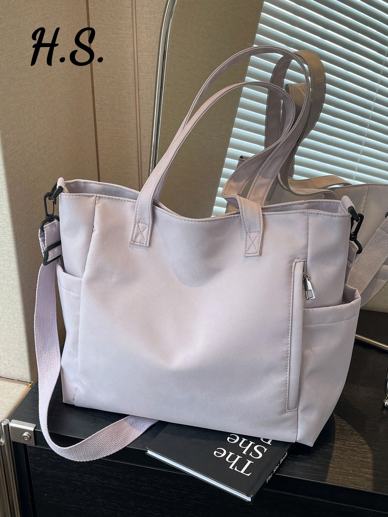 Minimalist Multi-Pocket Large Capacity Women's Shoulder Bag, Casual Versatile Detachable Strap Crossbody Tote Bag, Lightweight Foldable Zipper Closure, Suitable For Commuting, Shopping, School, College Student