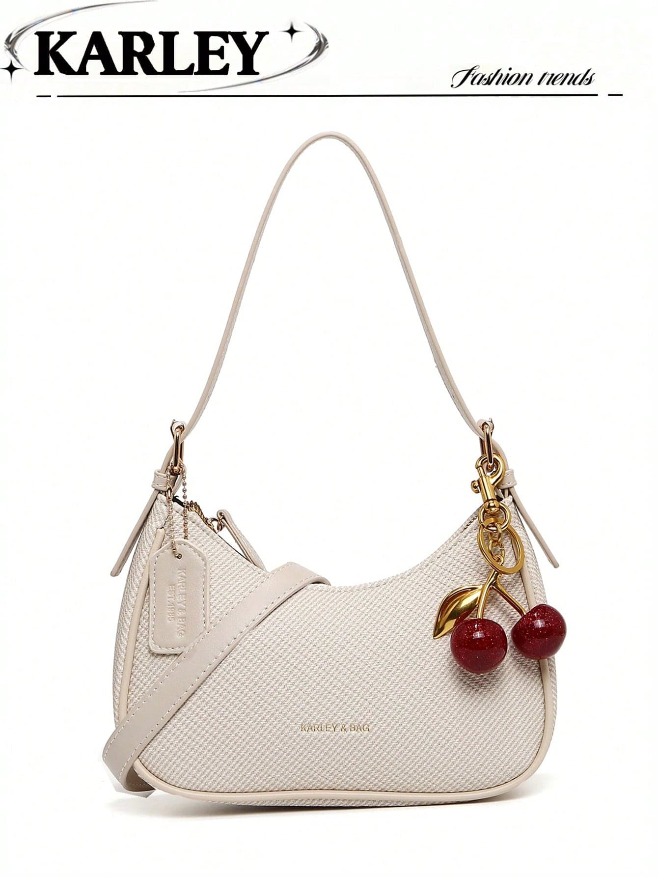 New Fashion Versatile Letter Pattern Decor Design Solid Color PU Fabric Shoulder Bag Moon Bag, Suitable For Shopping, Y2K Shoulder Underarm Bag, Hot Girl Bag