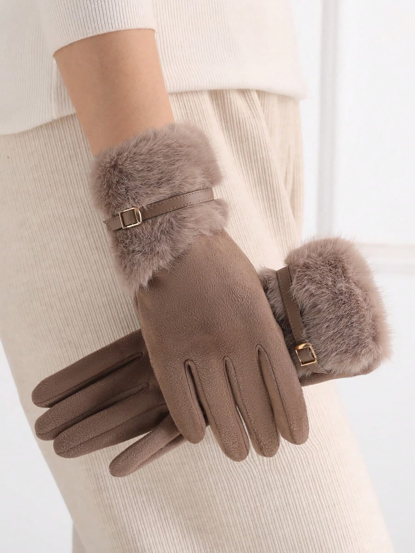1 Pair Women's Thermal Lined Gloves, Warm & Windproof, Touchscreen Capable, Multi-Color Options, Suitable For Cycling, Driving, Winter