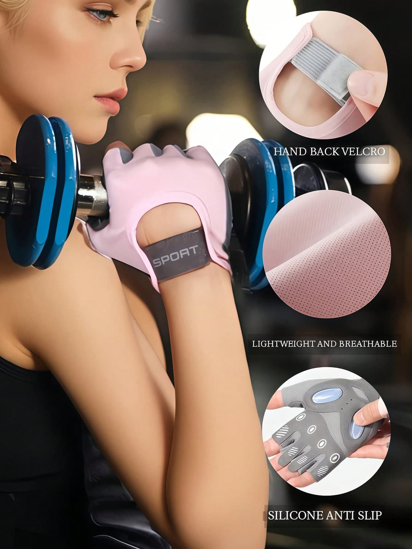 Anti-Slip Fitness Gloves Breathable Workout Gloves For Men Women Durable Weight Lifting Gloves Lightweight Cycling Gloves Gym Gloves For Strength Training Gym Outdoor Weightlifting Deadlifts Exercise Training Pull Ups Yoga Gym Equipment Accessories
