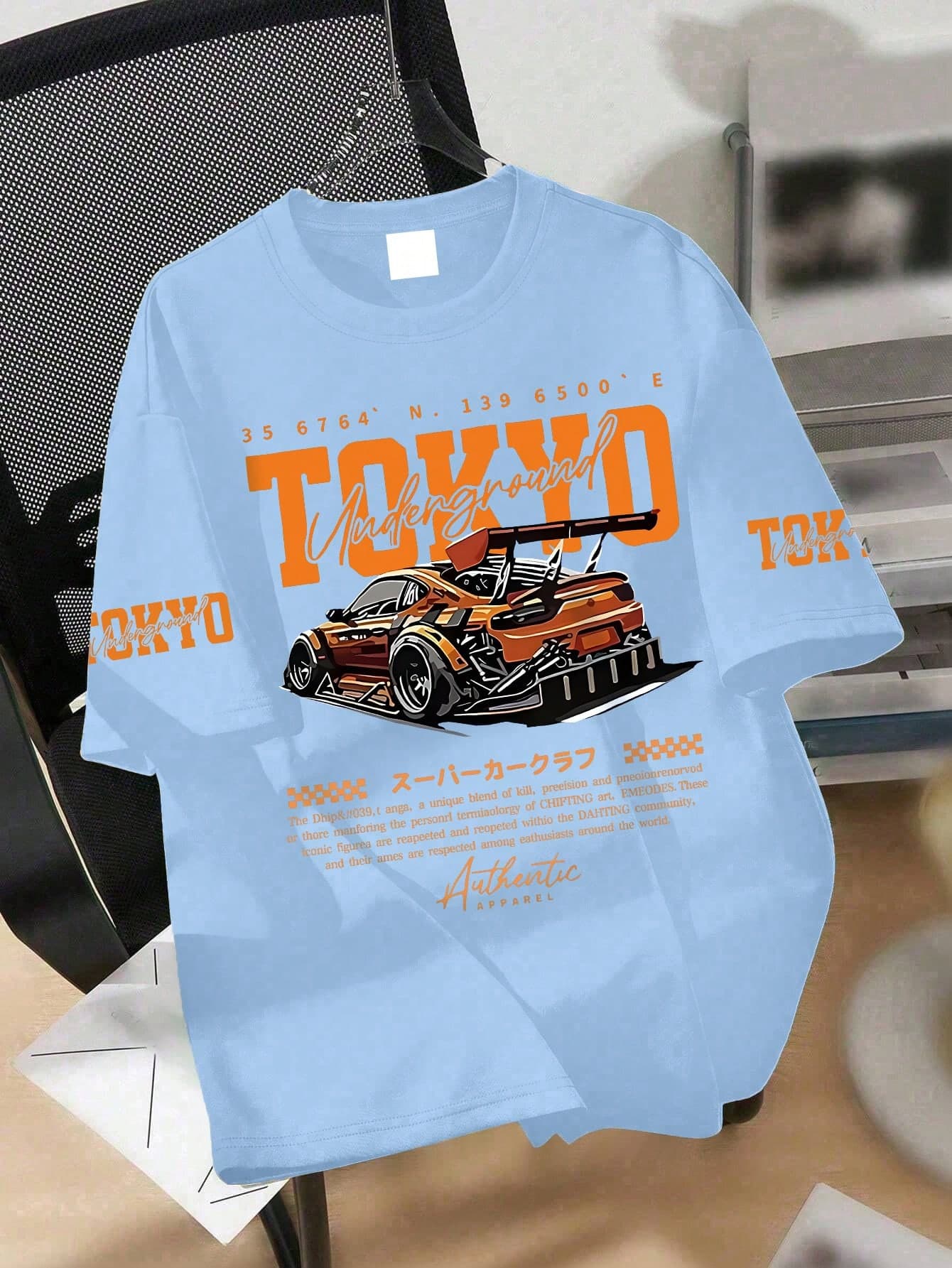 Teenage Boys' Tokyo Graphic Print Short Sleeve T-Shirt, Racing Car Print, Urban Style