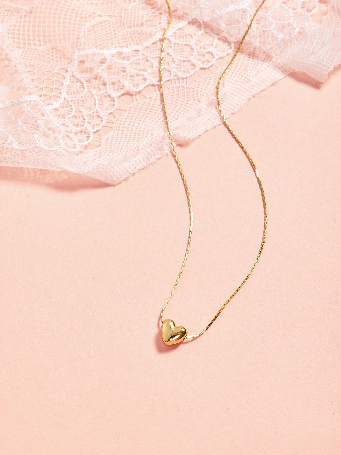 Hatastic 1 Pc Delicate And Elegant Heart-Shaped Pendant Design Necklace Back To School