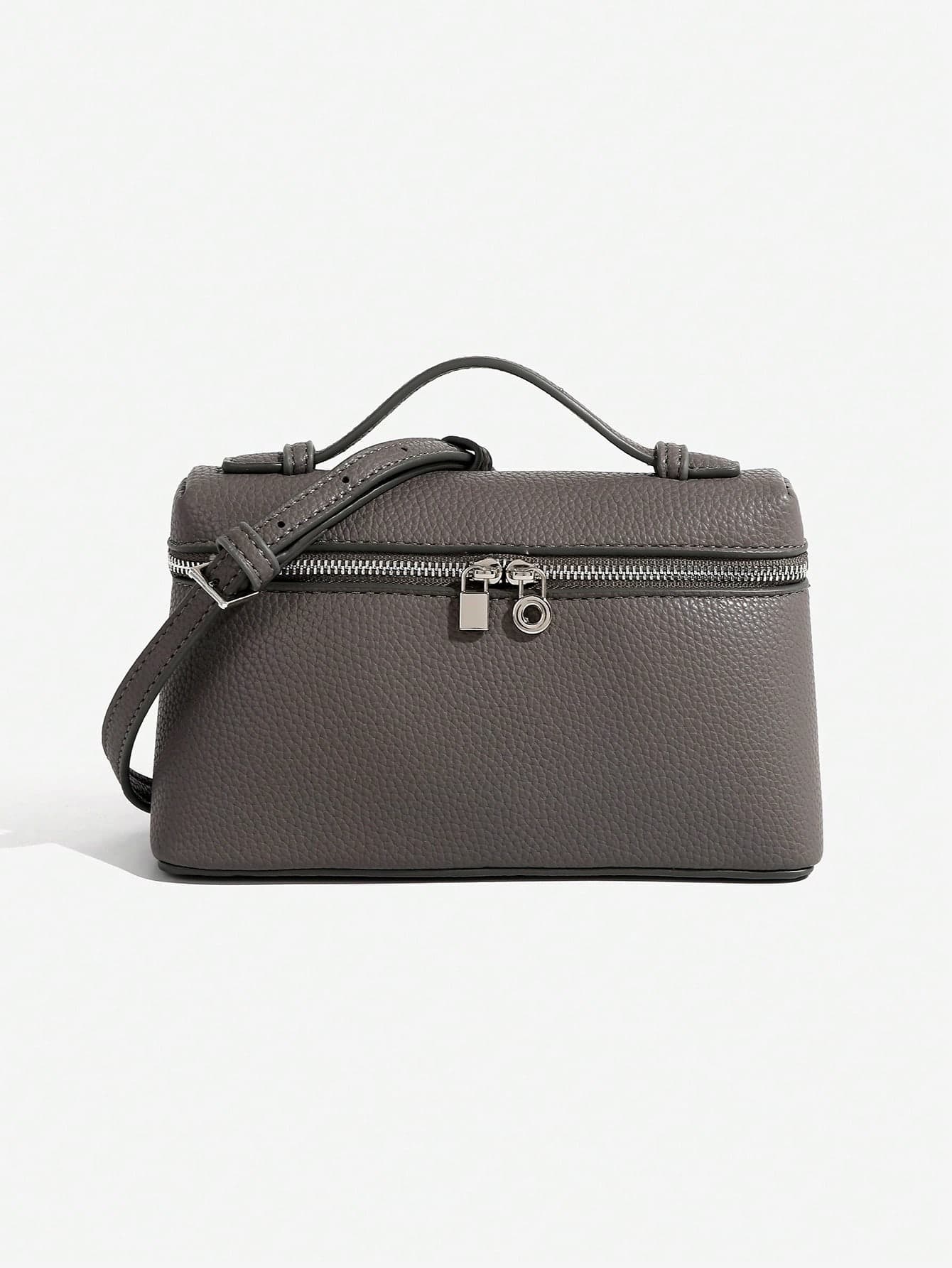 1pc Solid Color Litchi Grain PU Square Crossbody Bag, Suitable For Women's Daily Fashion Matching And Outings