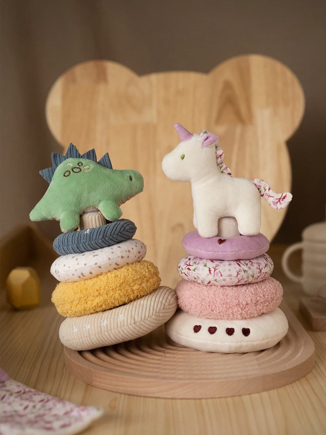 1 Set Baby Plush Stacking Toys, Includes Stuffed Animals And Colorful Rings, Suitable For Early Education Toys, Baby Accessories And Travel Gifts