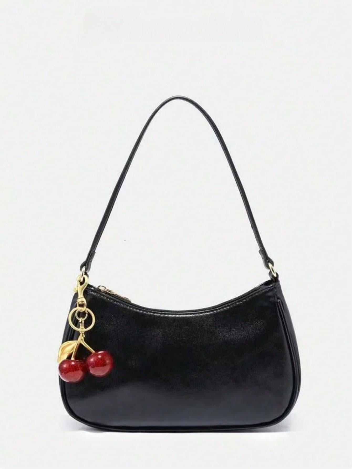 Novachic Women's Autumn Outfit, Cute Cherry Pendant Decoration, Minimalist Shoulder Underarm Bag, Zipper Closure, Vintage Style, Suitable For Multiple Occasions