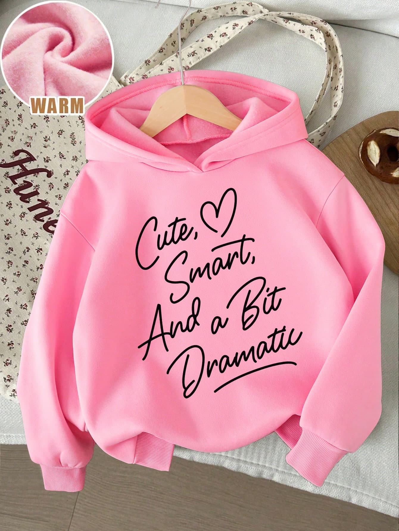 Young Girls' Letter Print Warm Sweatshirt