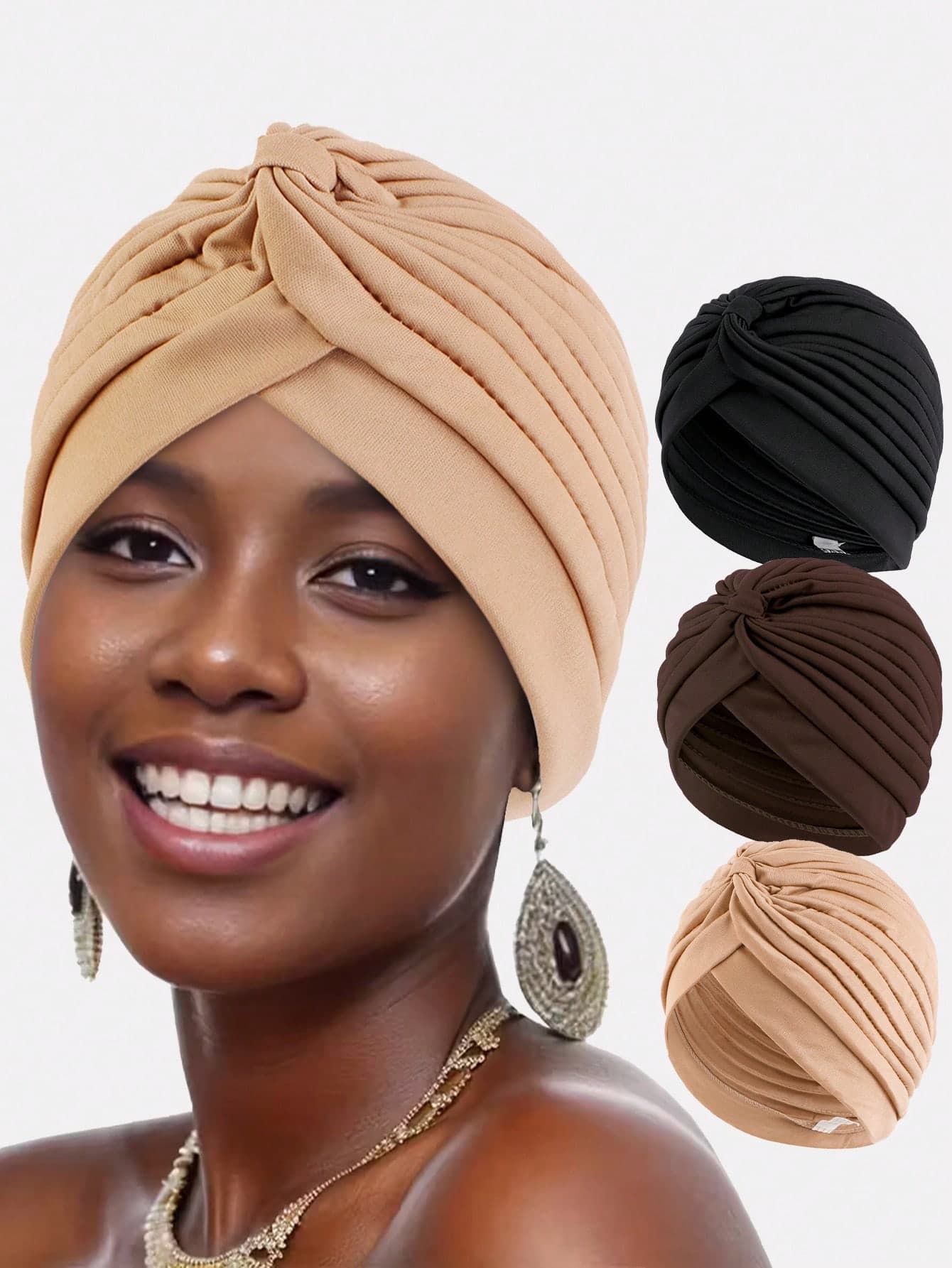 3pcs Women's Headscarf, Style Turban Headwrap, Suitable For Daily Use,Summer,Beach,Hat,Holiday,Travel