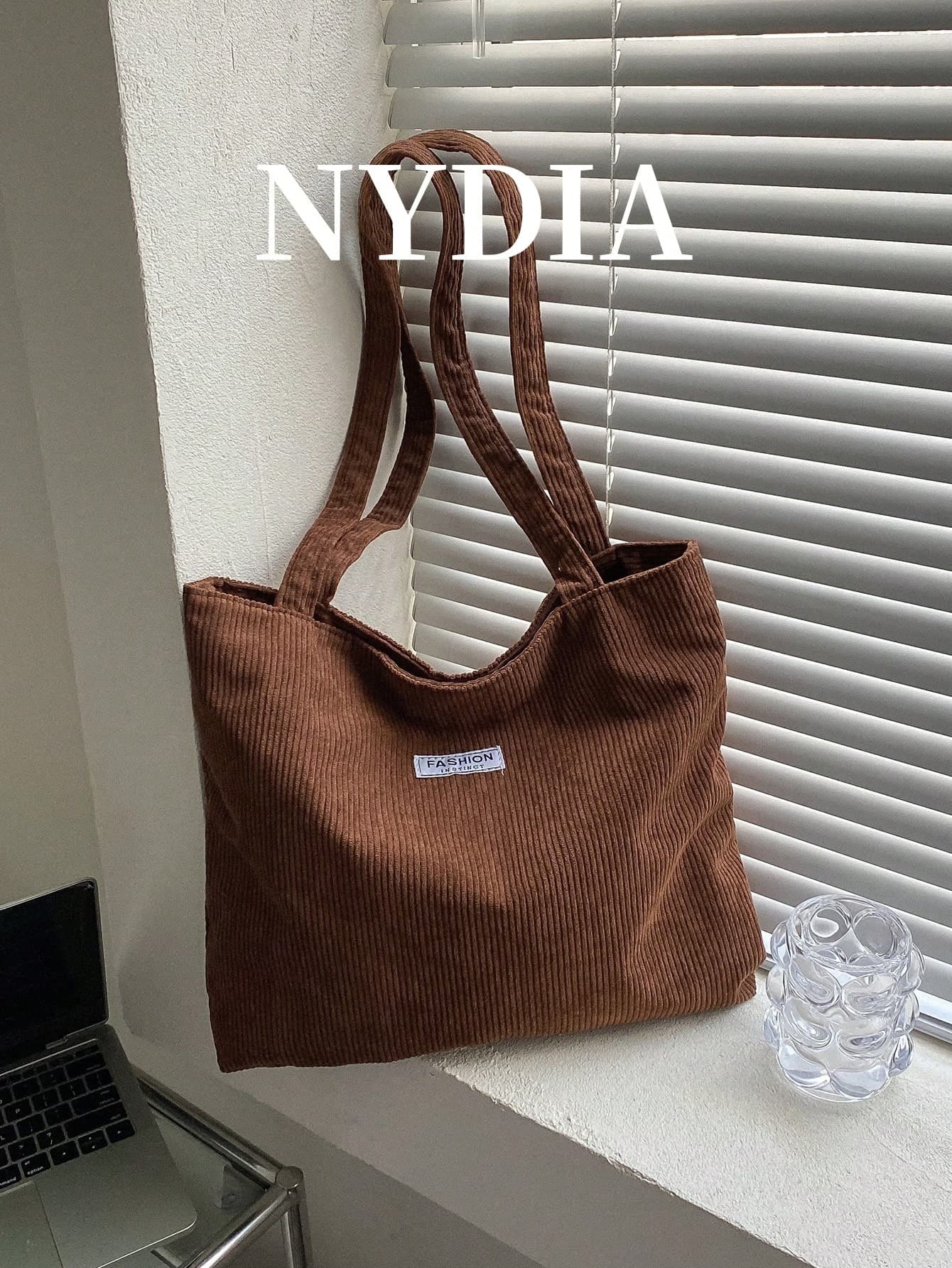 1pc Solid Color Corduroy Detail Shoulder Tote Bag, Literary School Bag & Bookbag For Women Or Students, Perfect For Books, Shopping, Back To School And More, School Supplies, School Bag, School Handbag, School Tote Bag, School Bookbag, Back To School Bags, Large Capacity, Lightweight, Portable, Foldable, Classic Casual, Suitable For Teen Girls Women College Students Fall Clothes For Women, New Fall Fashion 2025 For Women , Beach