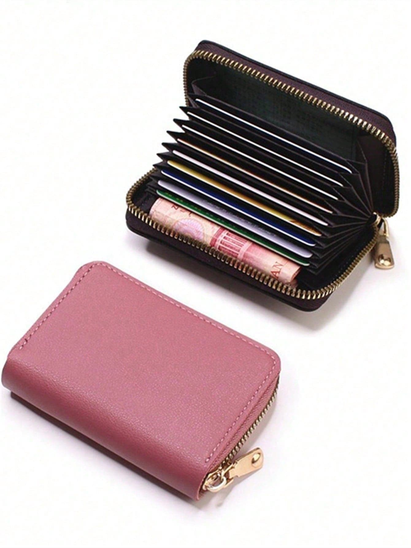 Zipper Credit Card Holder Wallet, With Card Slots, PU Material, Accordion Style Wallet, Unisex Mini Wallet, Small Card Case, Gift/Christmas Gift/Small Gift/Accessory