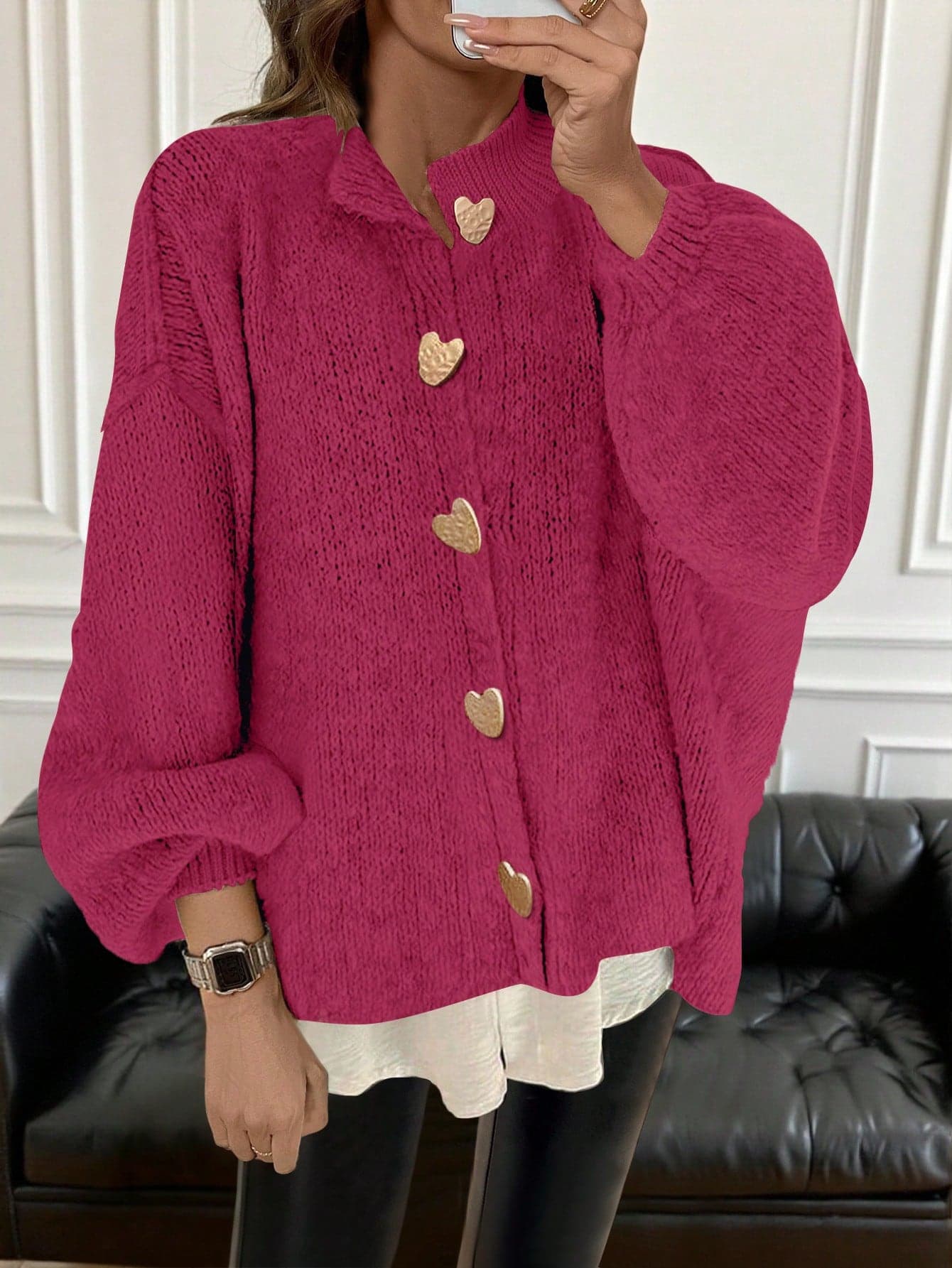 Freeform Spring/Summer White, Black, Pink, Brown Sweater, Autumn/Winter Women's Knitted Cardigan Outerwear, Fashion Minimalist Business Casual Commute Elegant Top, Retro Korean Style (Tip: Size Runs Large, Suggest Ordering One Size Down)