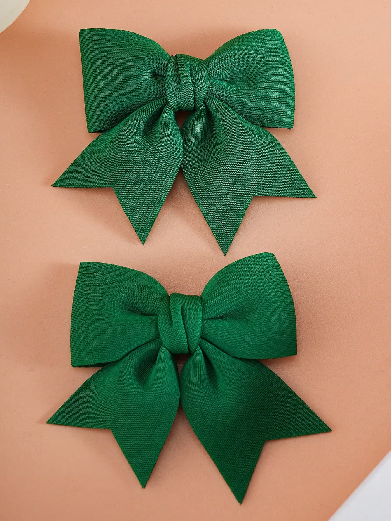 2pcs Girls Green Bow Hair Clips, Fashionable & Cute For Everyday Use