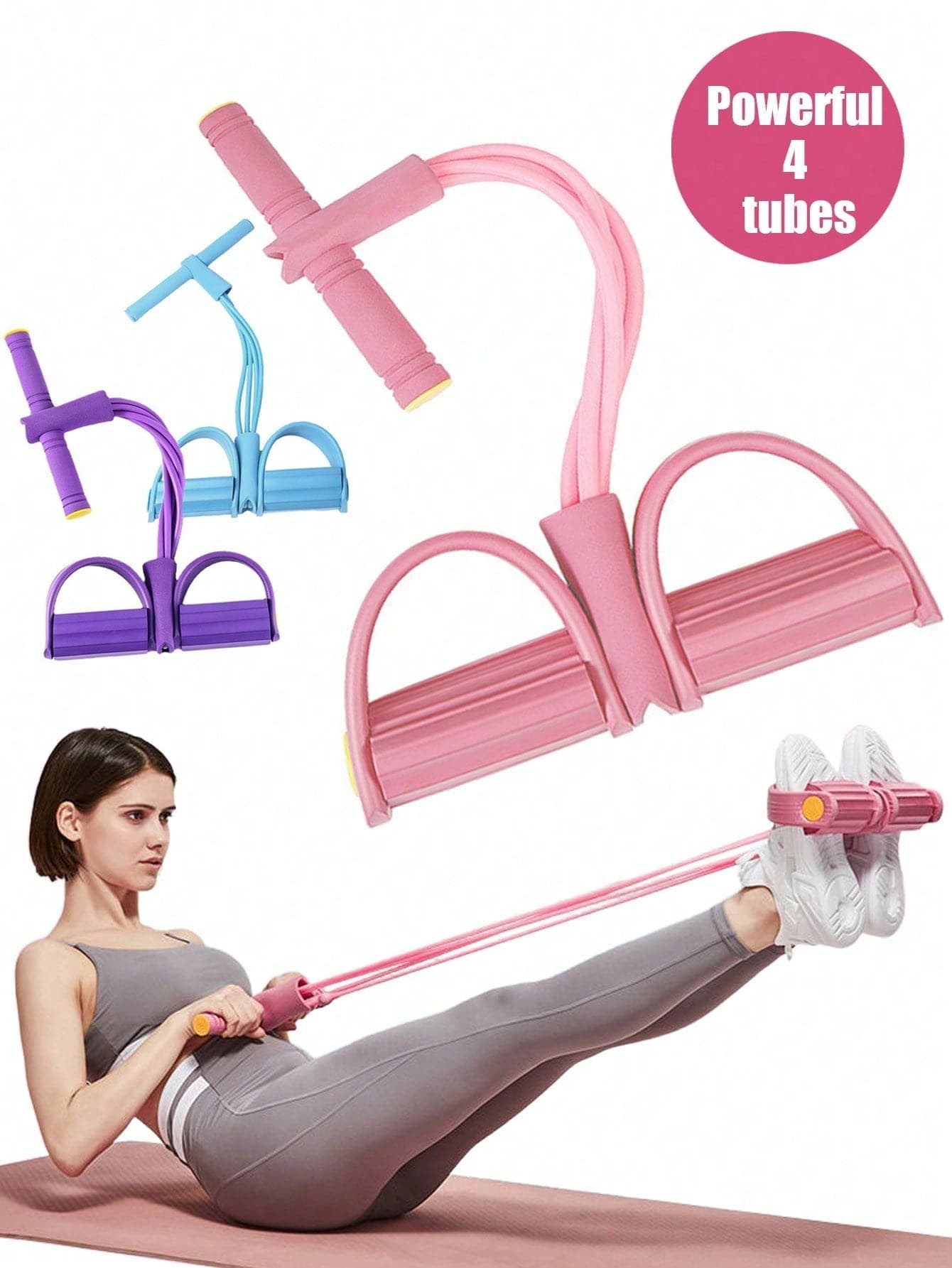 1pc Home Fitness Resistance Bands - 4 Elastic Pull Ropes, Suitable For Full Body Workout, Abdominal Exercise, Rowing And Other Fitness Activities - Enhance Strength And Flexibility