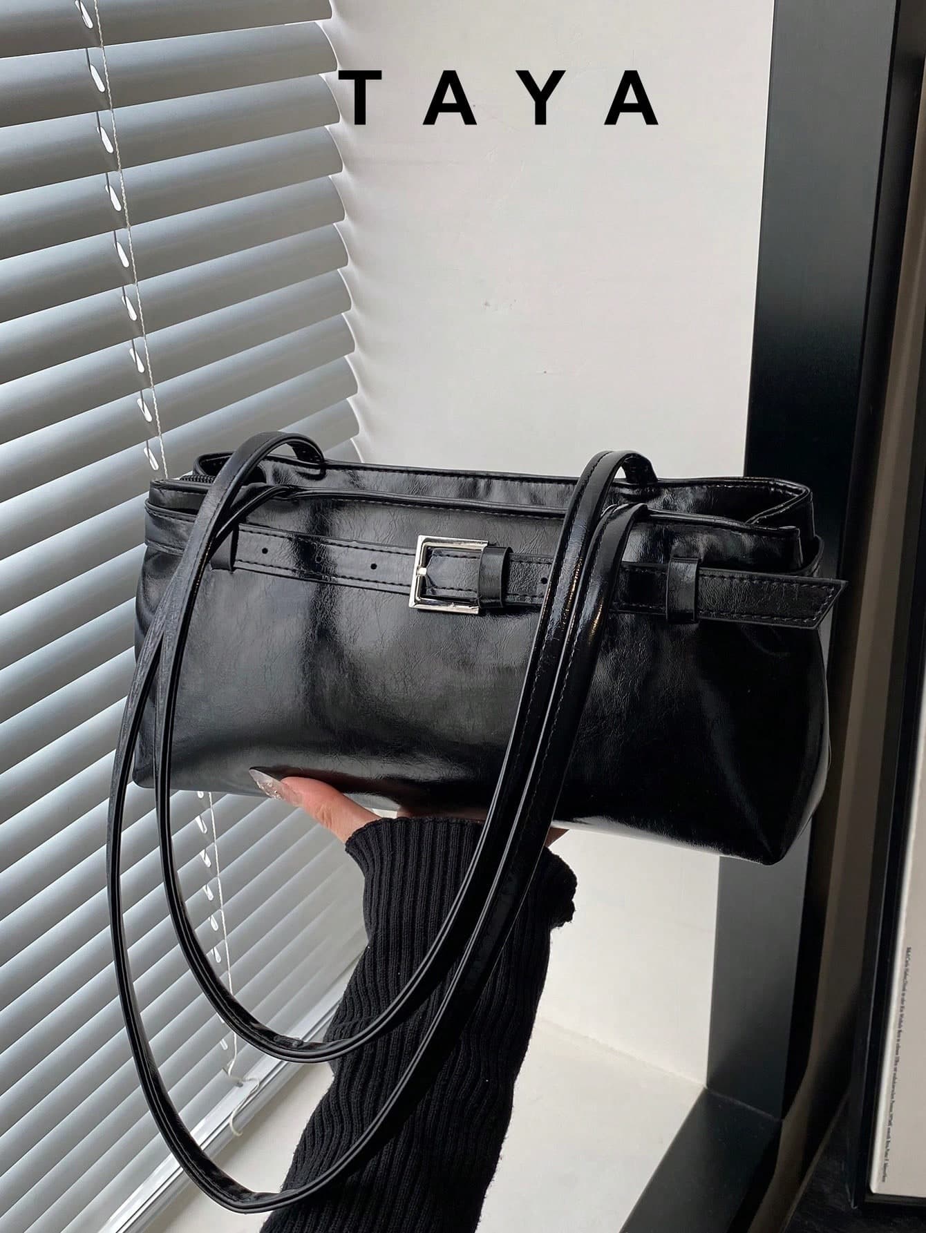 New Fashion Minimalist Elegant Briefcase, PU Leather Material, Versatile Retro Urban Style Shoulder Bag
