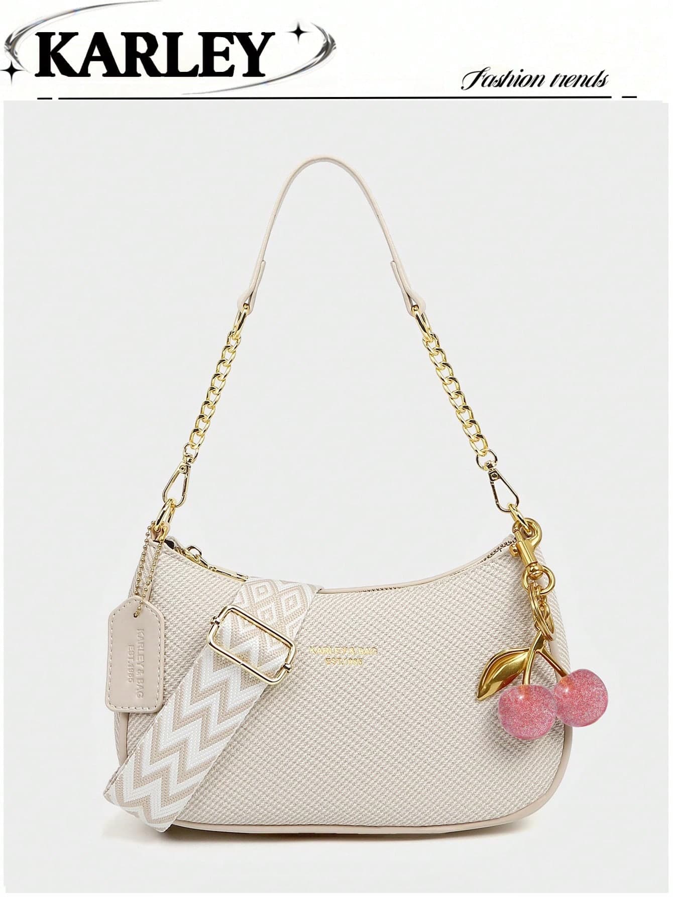 2025 New Fashion Classic Versatile Letter Graphic Design Solid Color PU Leather Crescent Shoulder/Underarm Bag, Y2K Shoulder/Underarm Bag, Suitable For Shopping, Can Be Worn Crossbody