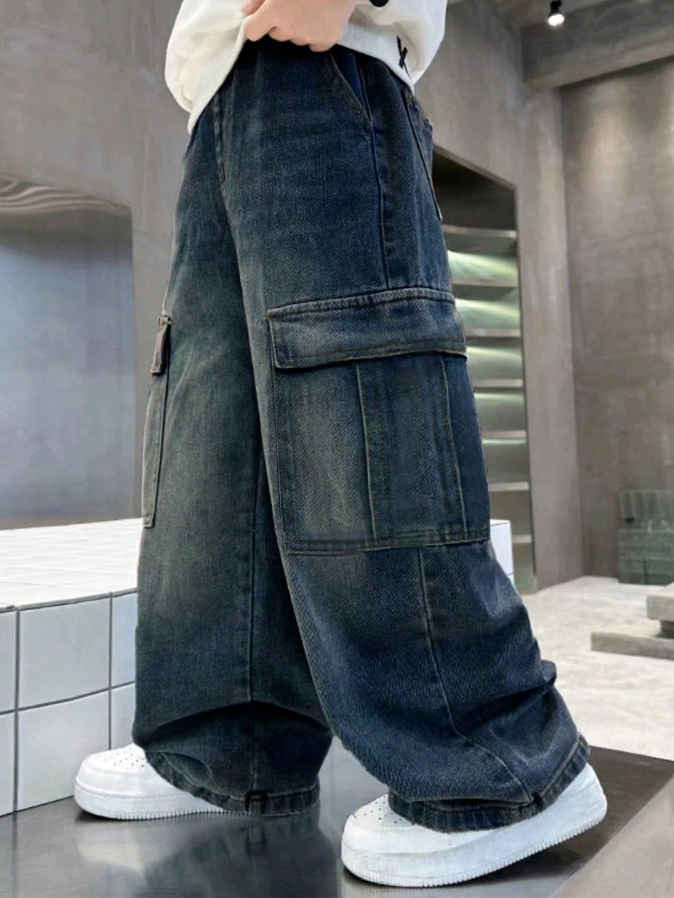 Teens/Adolescent Boys' Casual Straight Leg Pants, Versatile & Fashionable Cargo Pants, Loose Wide Leg Trousers