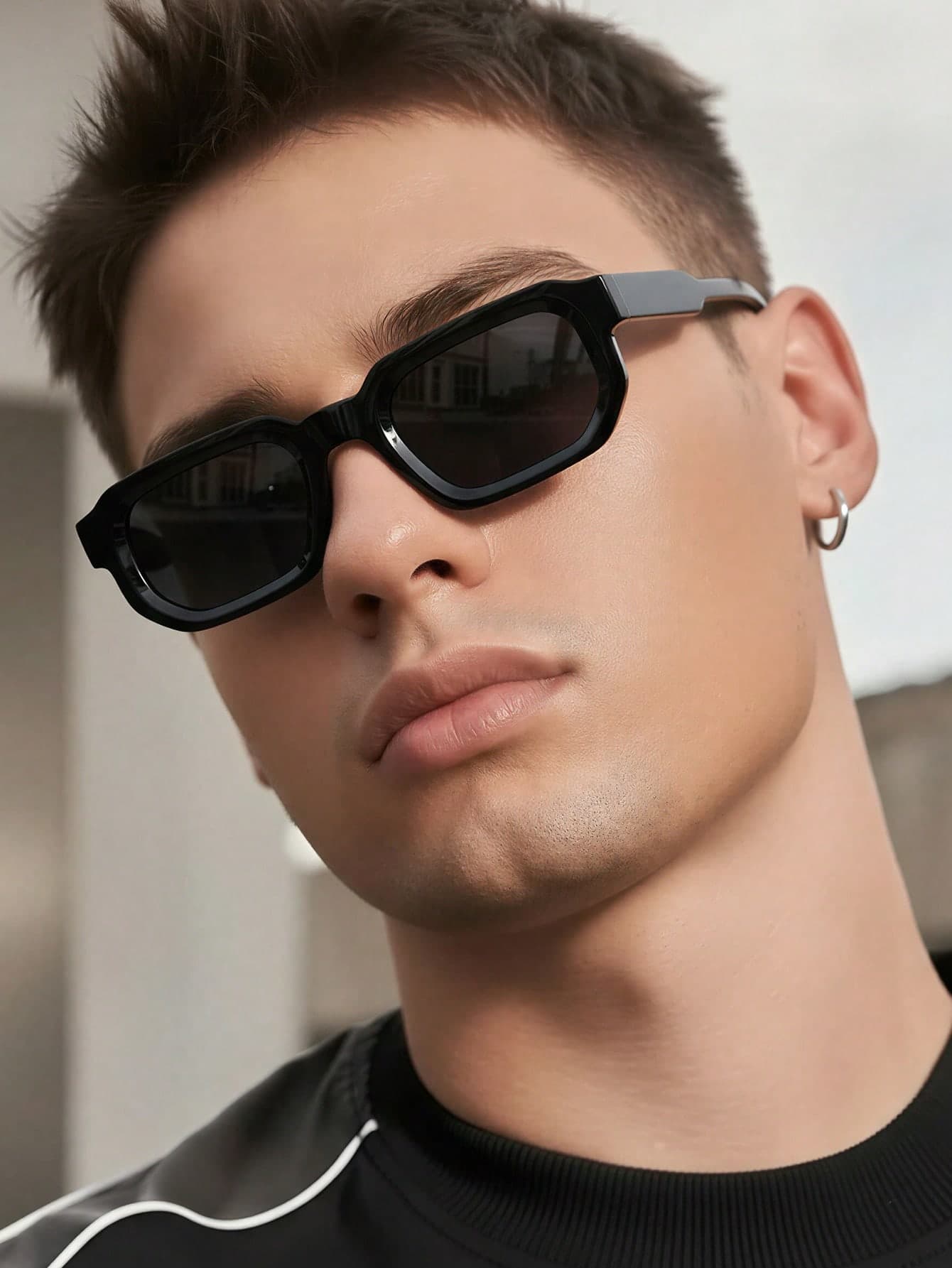 1 Pair Men's Black Square PC Frame Minimalist Solid Color Casual Versatile Street Style Fashion Glasses