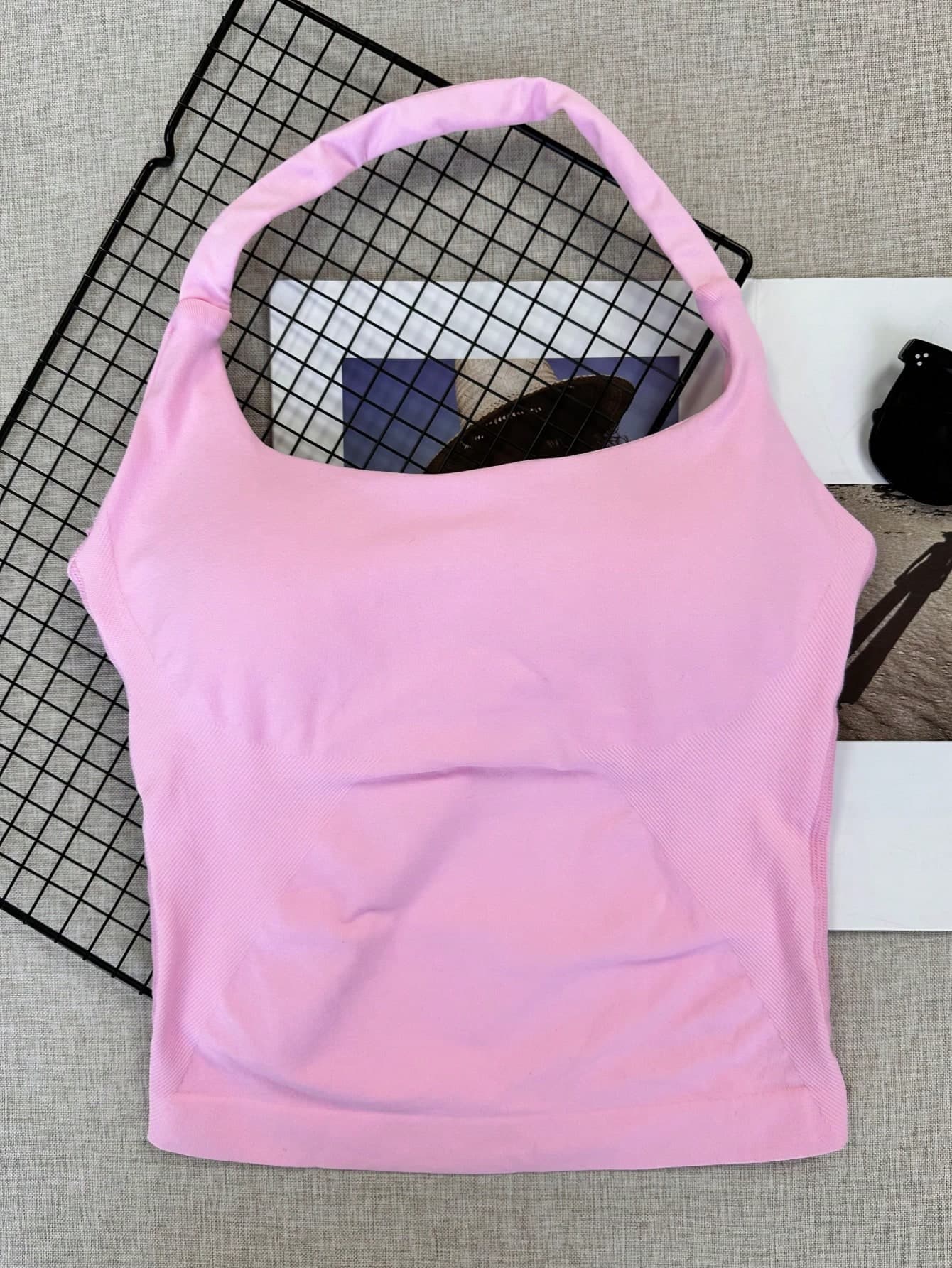 Seamless Long Camisole Sports Tank Top, Women, Built-In Removable Padded Bra, Yoga Workout Vest
