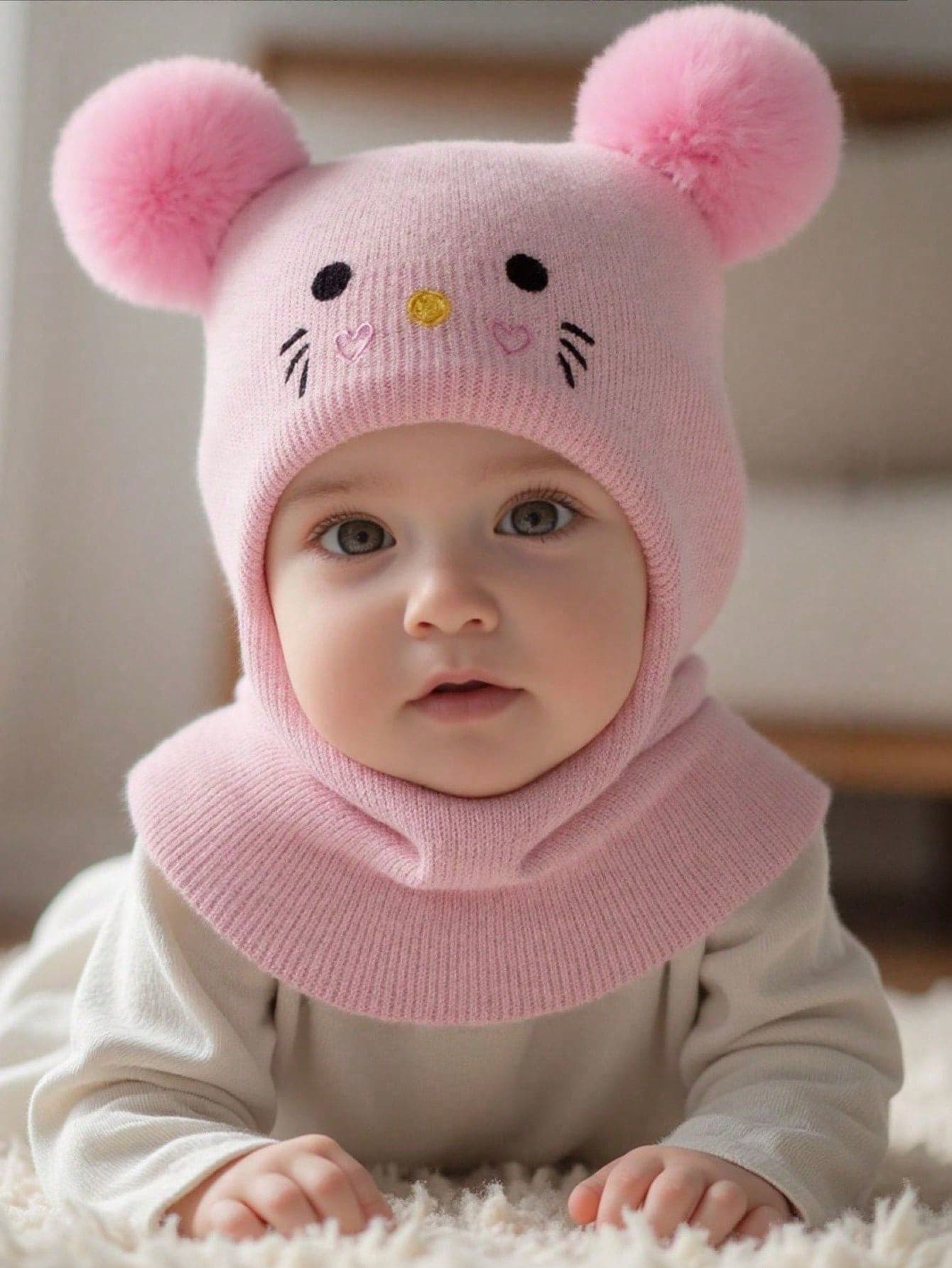 1pc Kids/Toddlers Solid Color Cute Knit Beanie Hat, Suitable For Autumn/Winter To Keep Warm, Casual Daily Use And Outdoor Activities