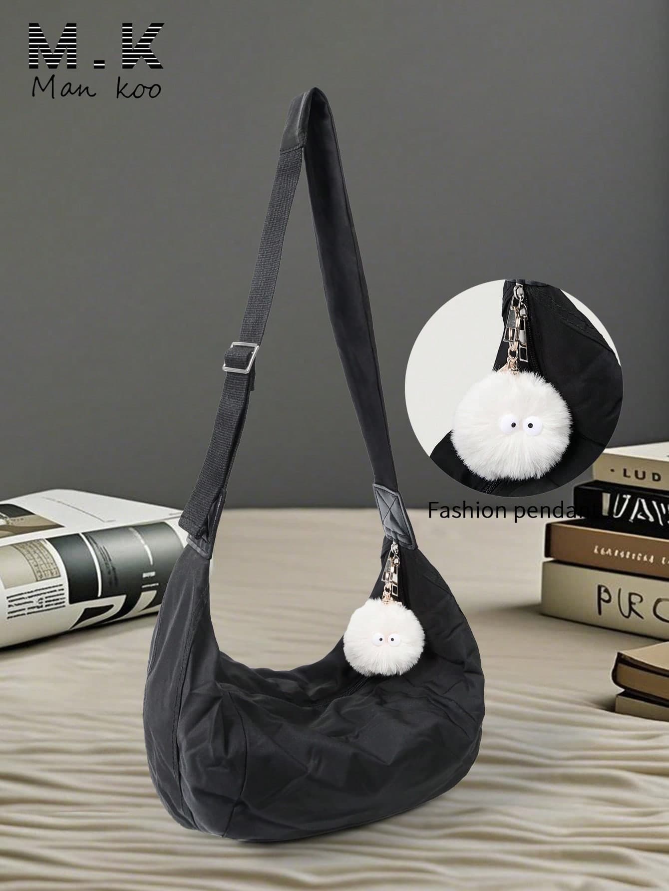 1pc Casual Shoulder Bag For Men - With Pendant - Handbag, Large Capacity Lightweight Crossbody Dumpling Bag, Casual Hobo Bag, Crescent Moon Shape Shoulder Messenger Bag, Nylon Backpack (Zipper Direction Random Left Or Right) Pouch Festival, Valentine Day, Easter, Tote Bags For University