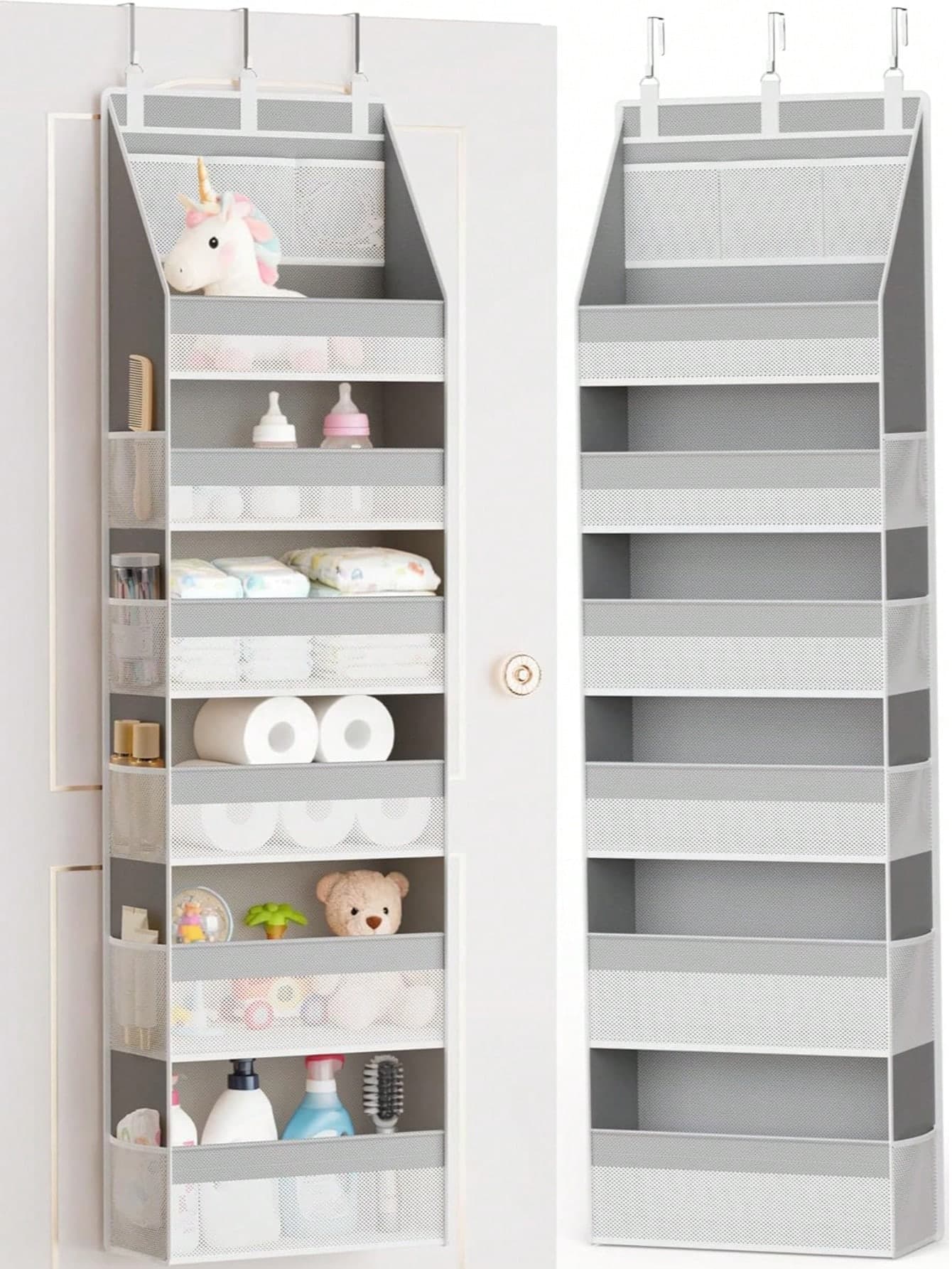 1pc Over The Door Storage Rack, Heavy Duty 6-Tier Hanging Organizer With 13 Mesh Pockets,55lbs Capacity,Suitable For Nursery,Bathroom,Bedroom And Dorm