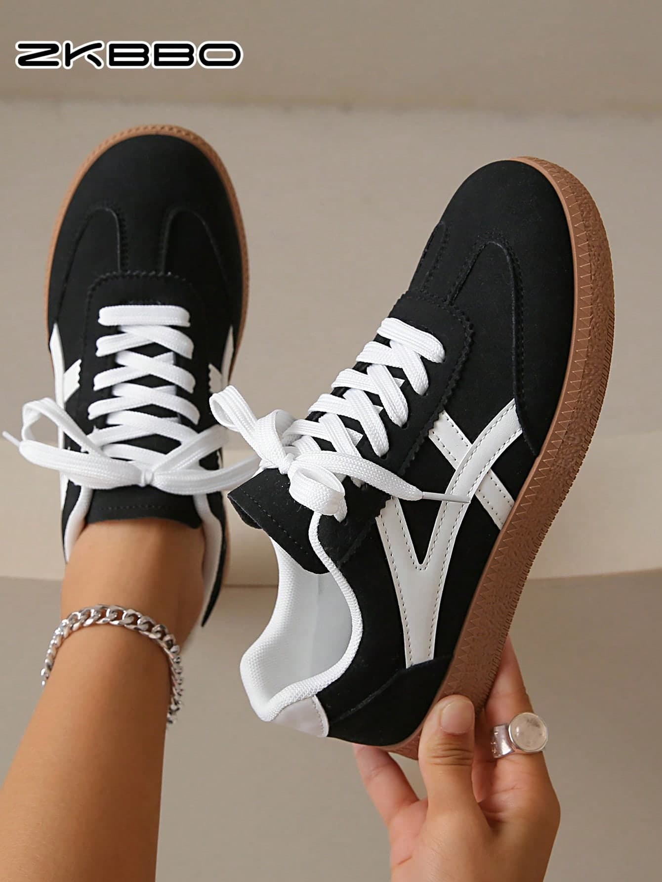 ZKBBO Women's Casual Sneakers, Flat, Lightweight, Comfortable For Fitness, Walking, Skateboarding