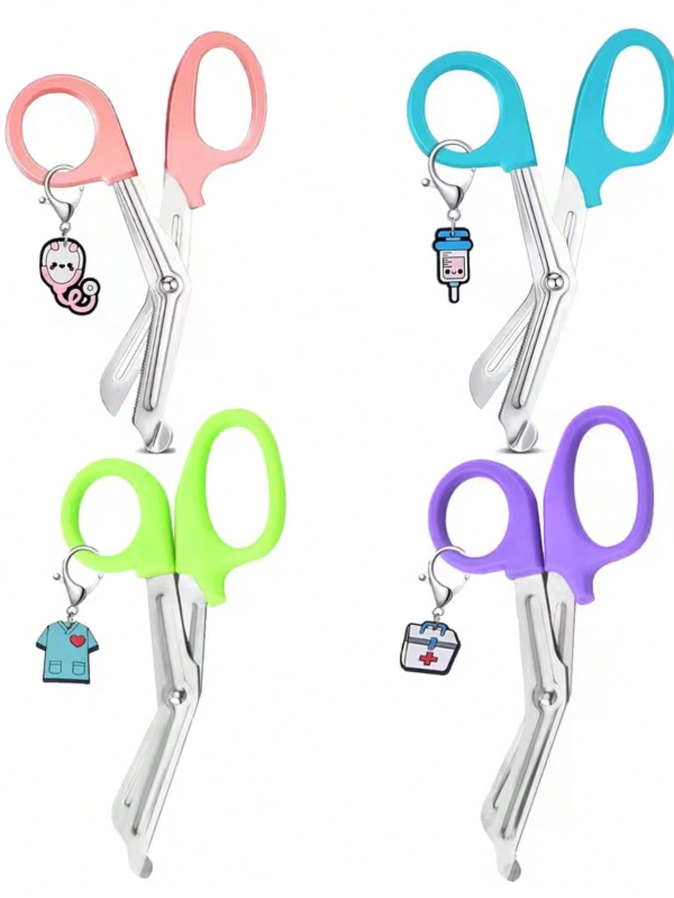 1/2/3/4pcs Nursing Scissors Set With 1 Cartoon Nurse Theme Keychain, 6-Inch Stainless Steel Scissors, Ideal For Nurses, Daily Cutting And Outdoor Tape Trimming, Essential Office Supplies