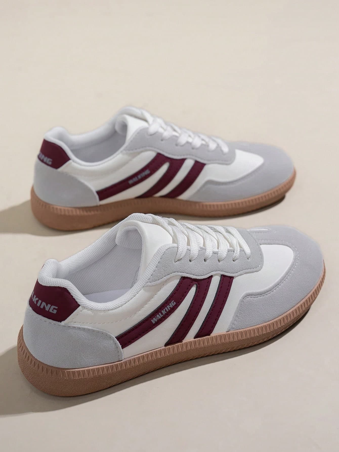 Women's Multifunctional Fashion Casual Shoes, Flat Lace-Up Round Toe Rubber Sole Casual Sneakers, Black & Khaki Color Block, Daily Matching Shoes, Casual Shoes Size 36-41, Fashionable