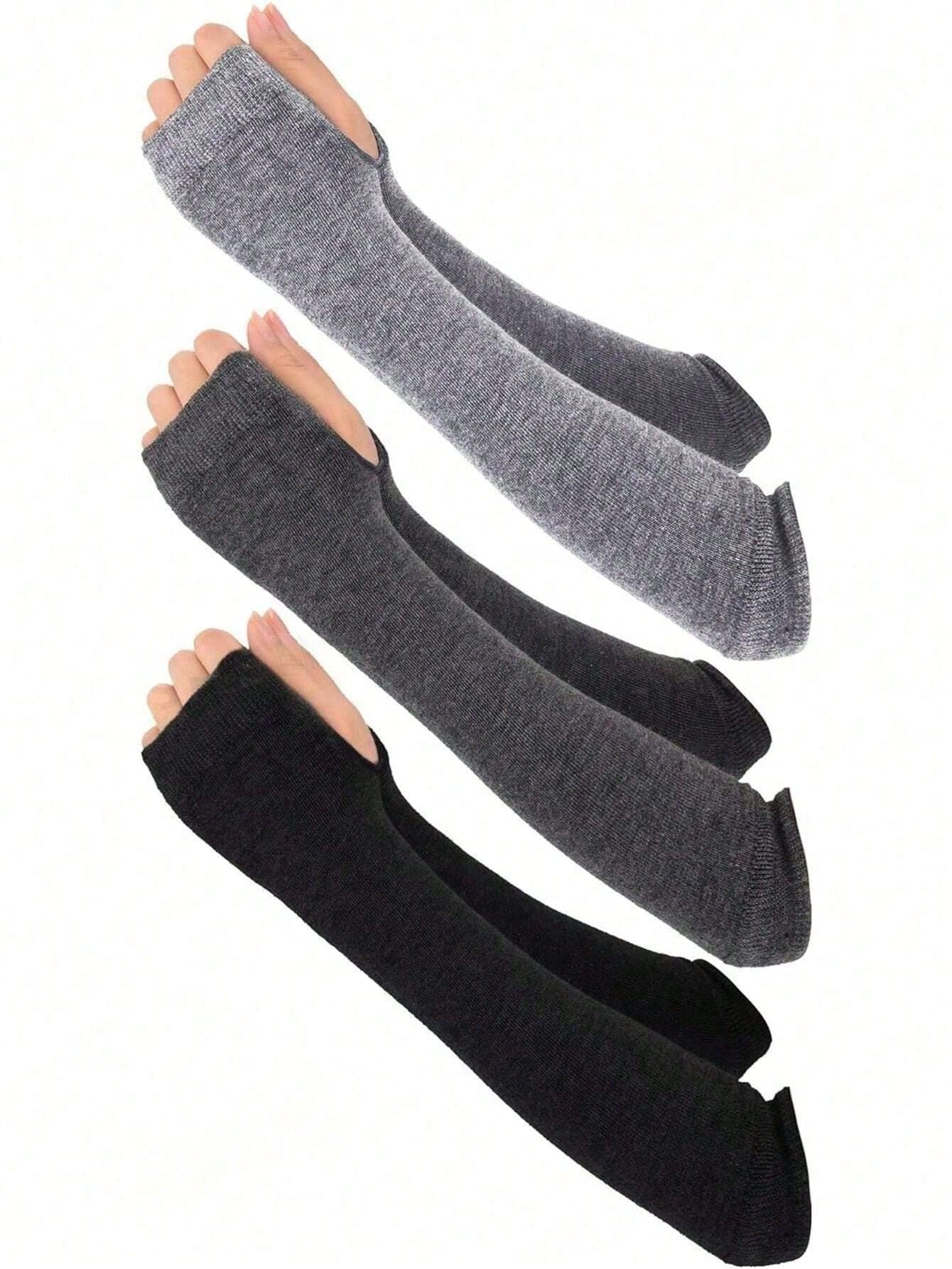 Women's Fingerless Long Sleeve Knitted Arm Warmers, Elbow Length Sleeve, Gothic Style Thumb Hole Gloves Summer,Festival,Camping