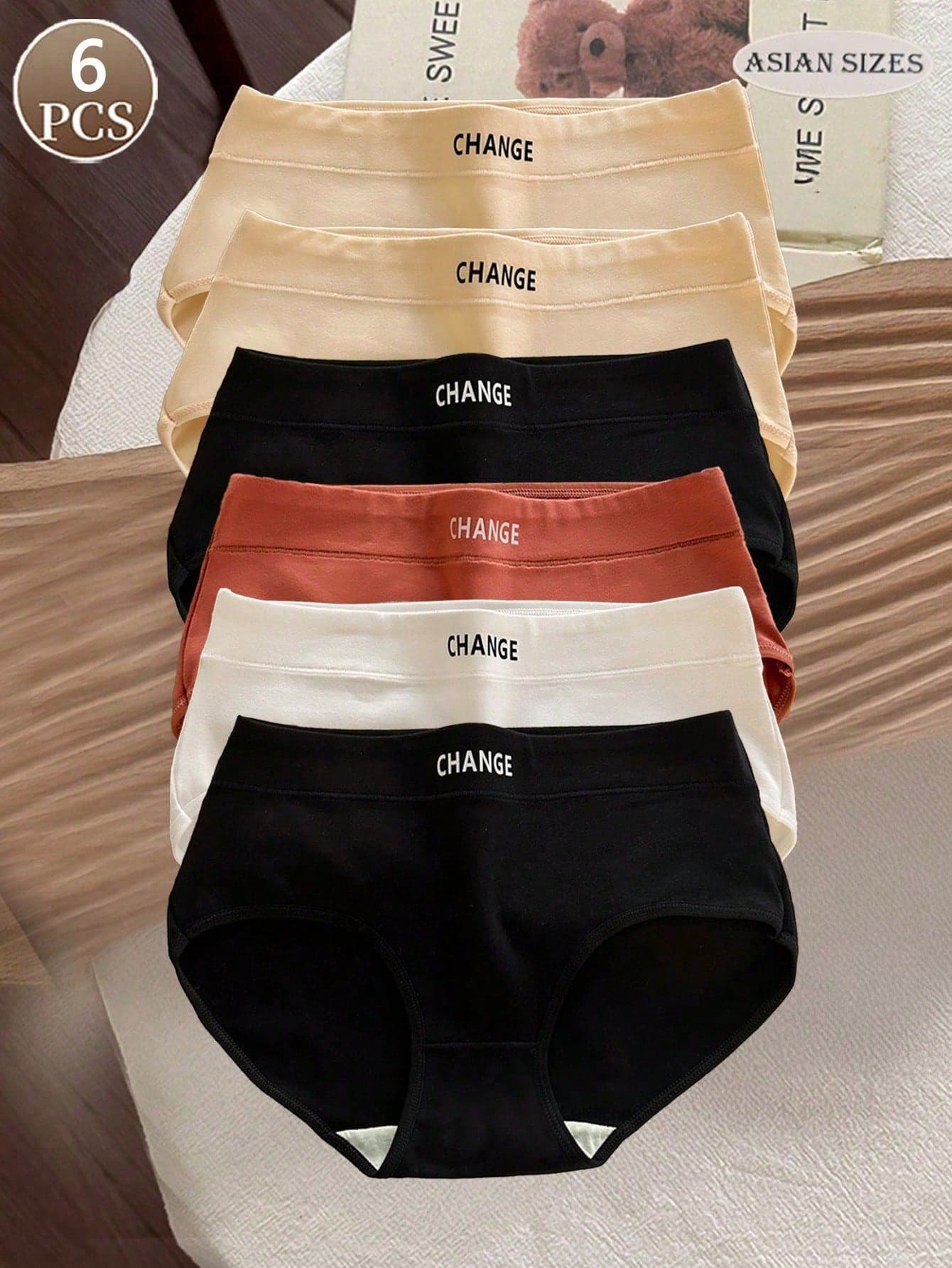 6pcs Women's Cotton Panties, Girls' Solid Color Comfortable Seamless Breathable Underwear