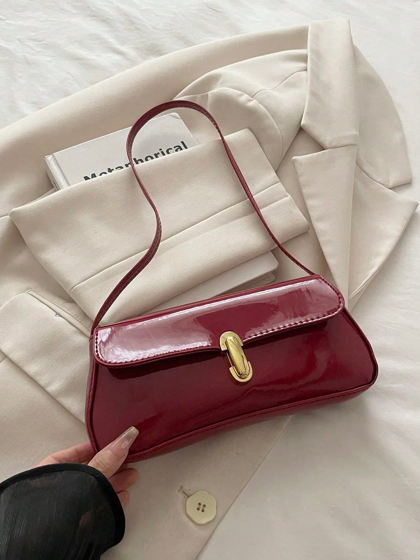 Women's Retro Faux Leather Flap Decor Underarm Shoulder Bag, Suitable For Dates, Outings, Parties And Other Occasions