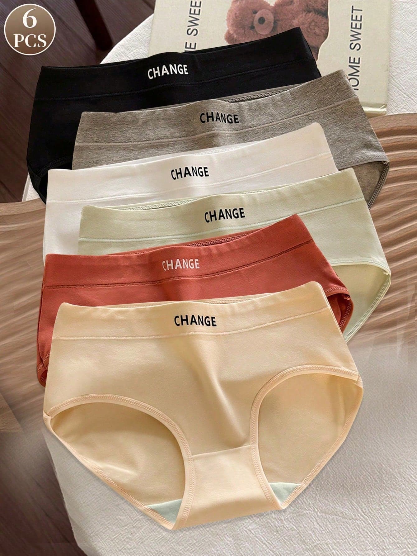 6pcs Women's Cotton Panties, Girls' Solid Color Comfortable Seamless Breathable Underwear