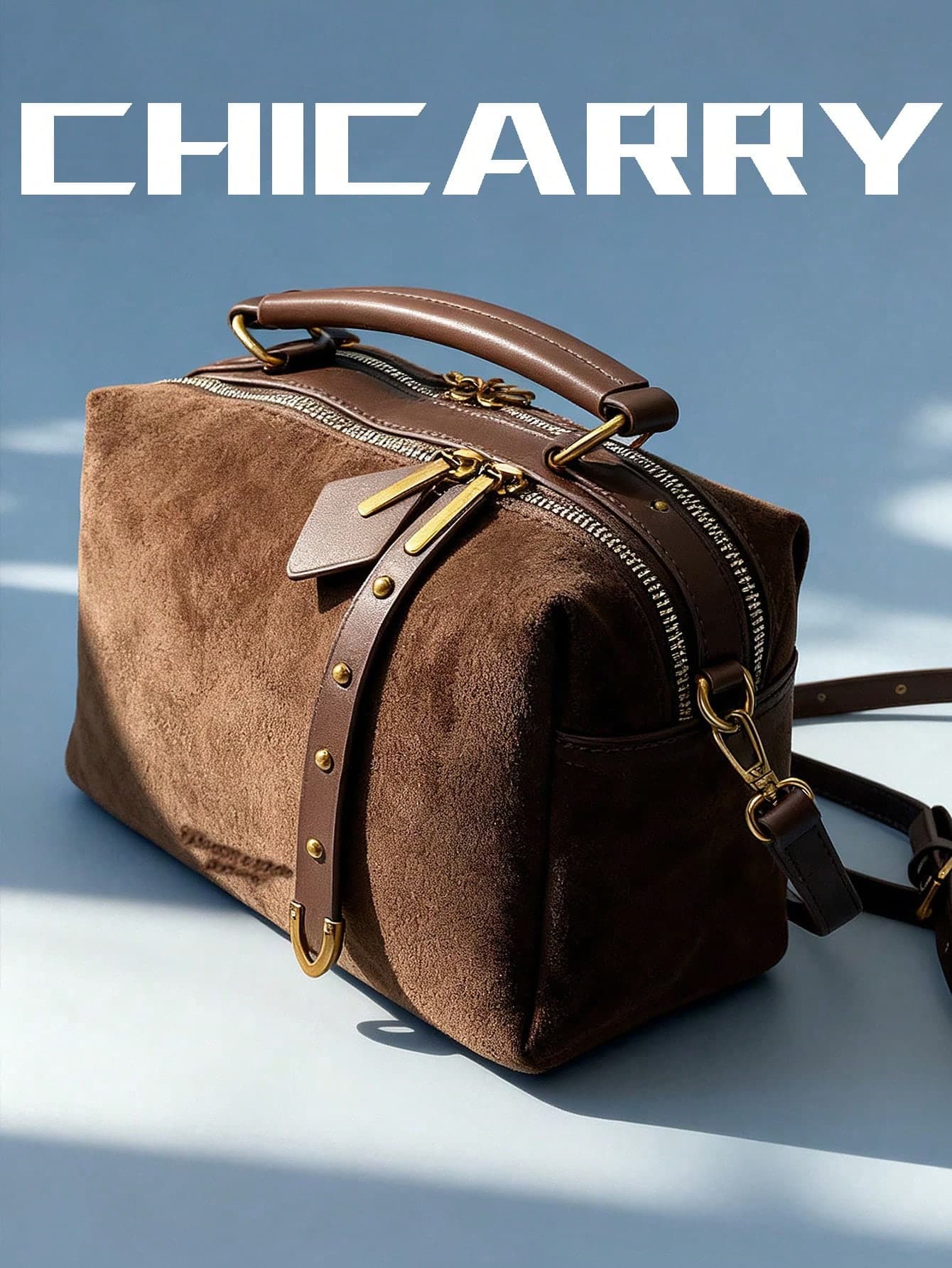 Women's Solid Color Handbag, Faux Suede Material, Rivet Embedded Vintage Style Pillow Bag, Casual Street Fashion Romantic Elegant Boston Bag, Suitable For Shopping, Dating, Commuting, Crossbody Bag To Carry Phone, Coins, Cosmetics