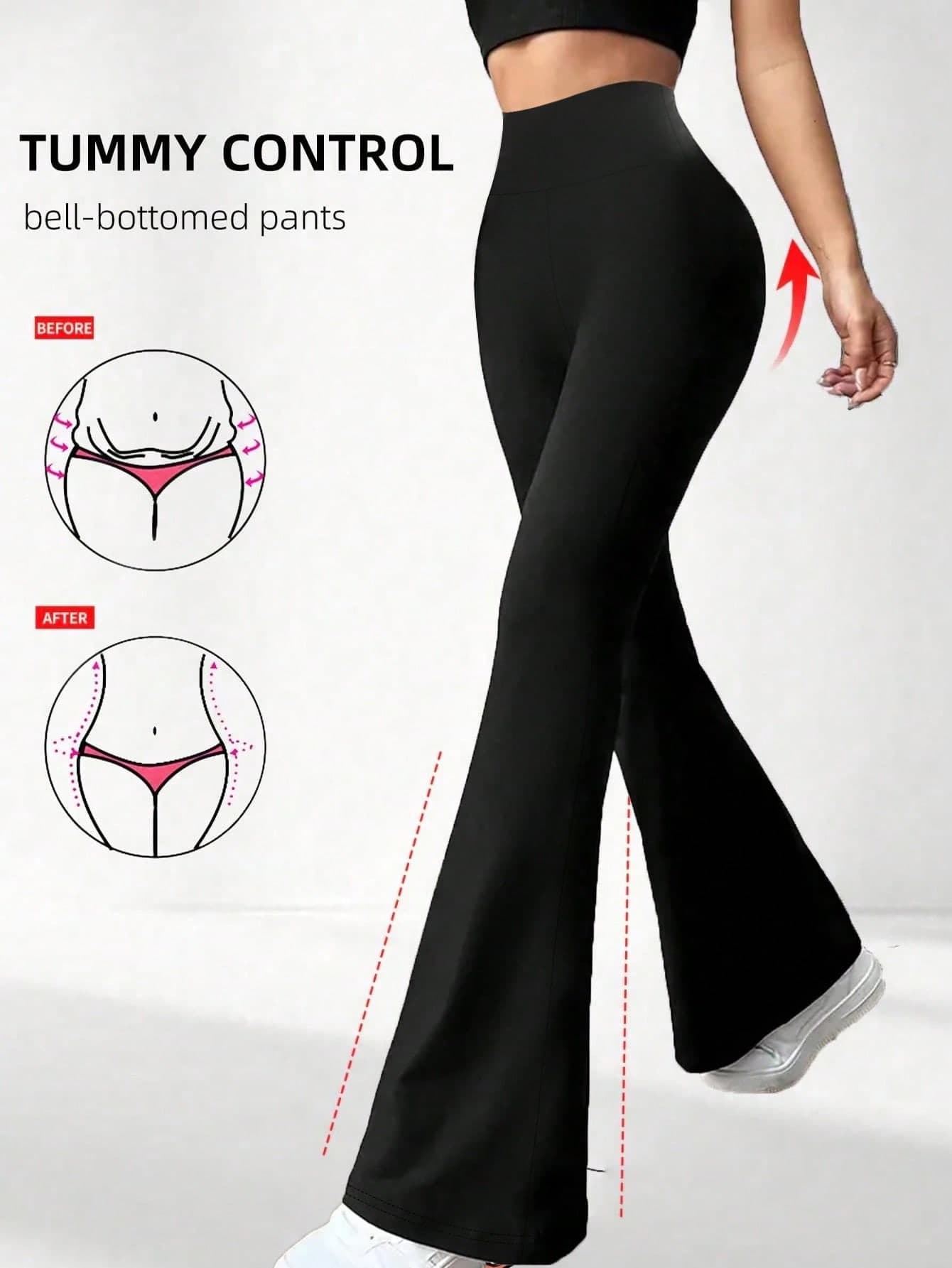 Women's Black Flare Pants, Casual Yoga Pants, Back To School Season, Autumn Women's Clothing, Pants, Sweatpants, Women's Full Length Trousers Spring